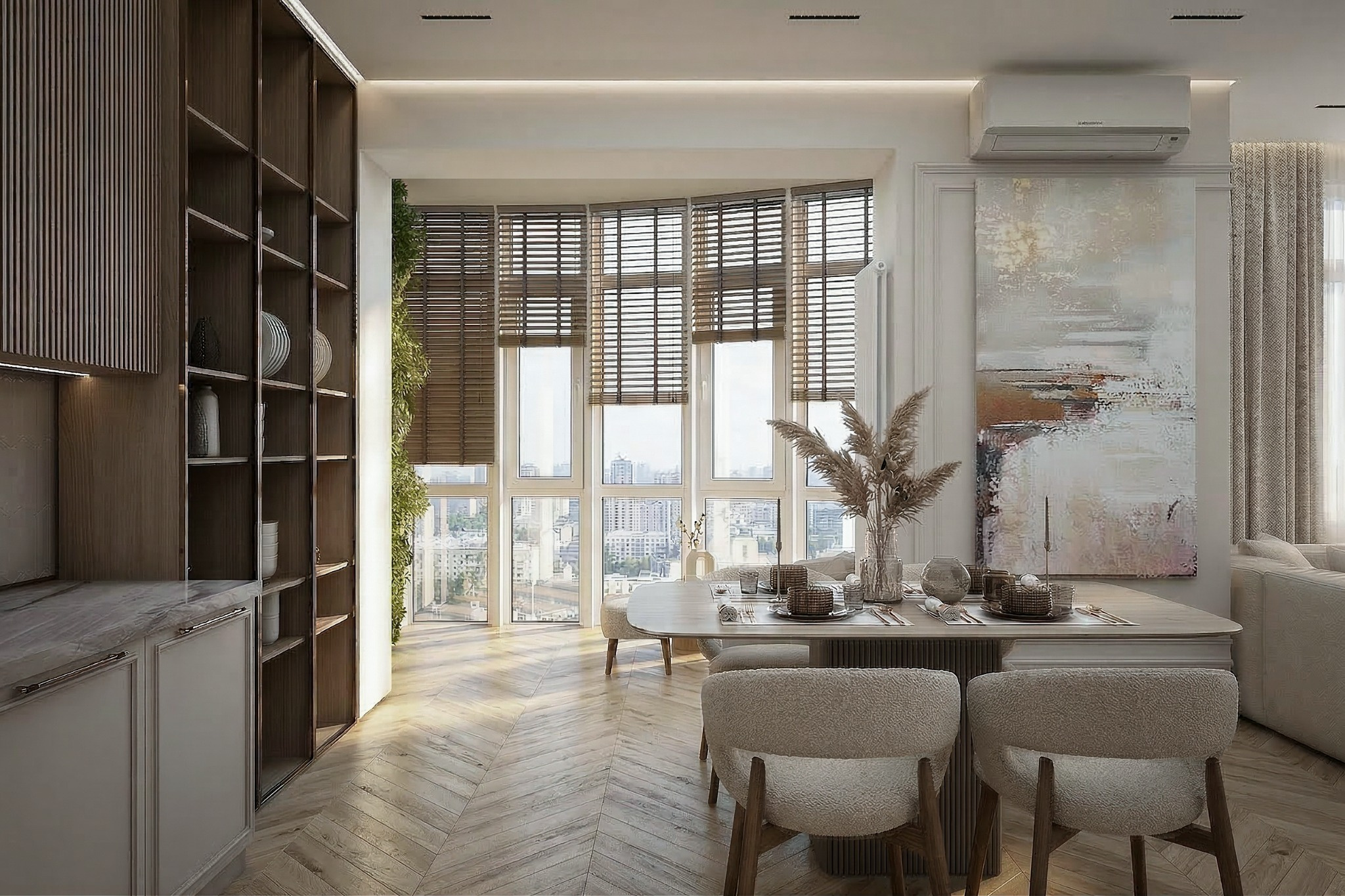 Столовая зона с выходом на лоджию