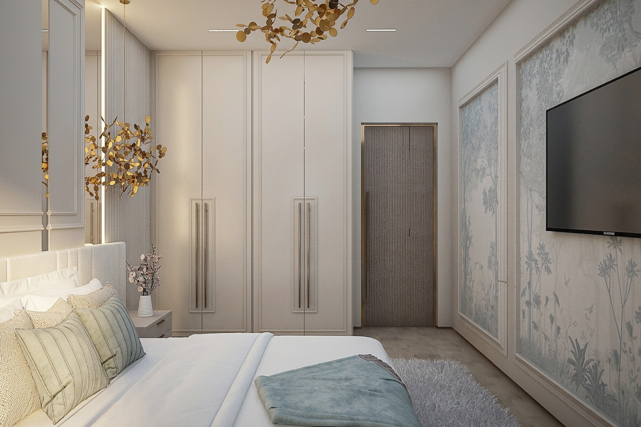 Композиция спальни с хранением и ТВ-зоной