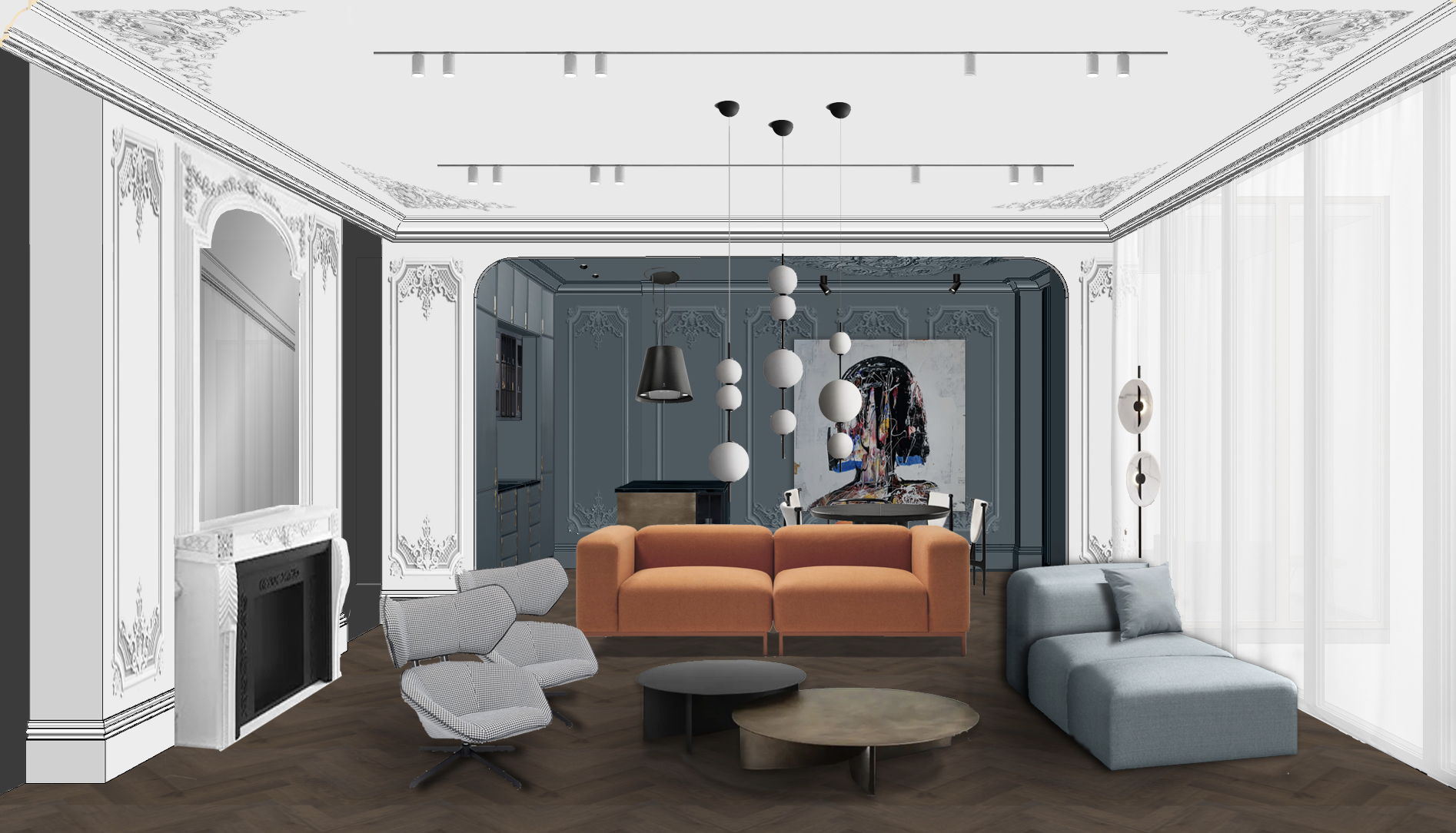 Обложка проекта: Кухня-гостиная 42 кв.м. в ЖК Остров