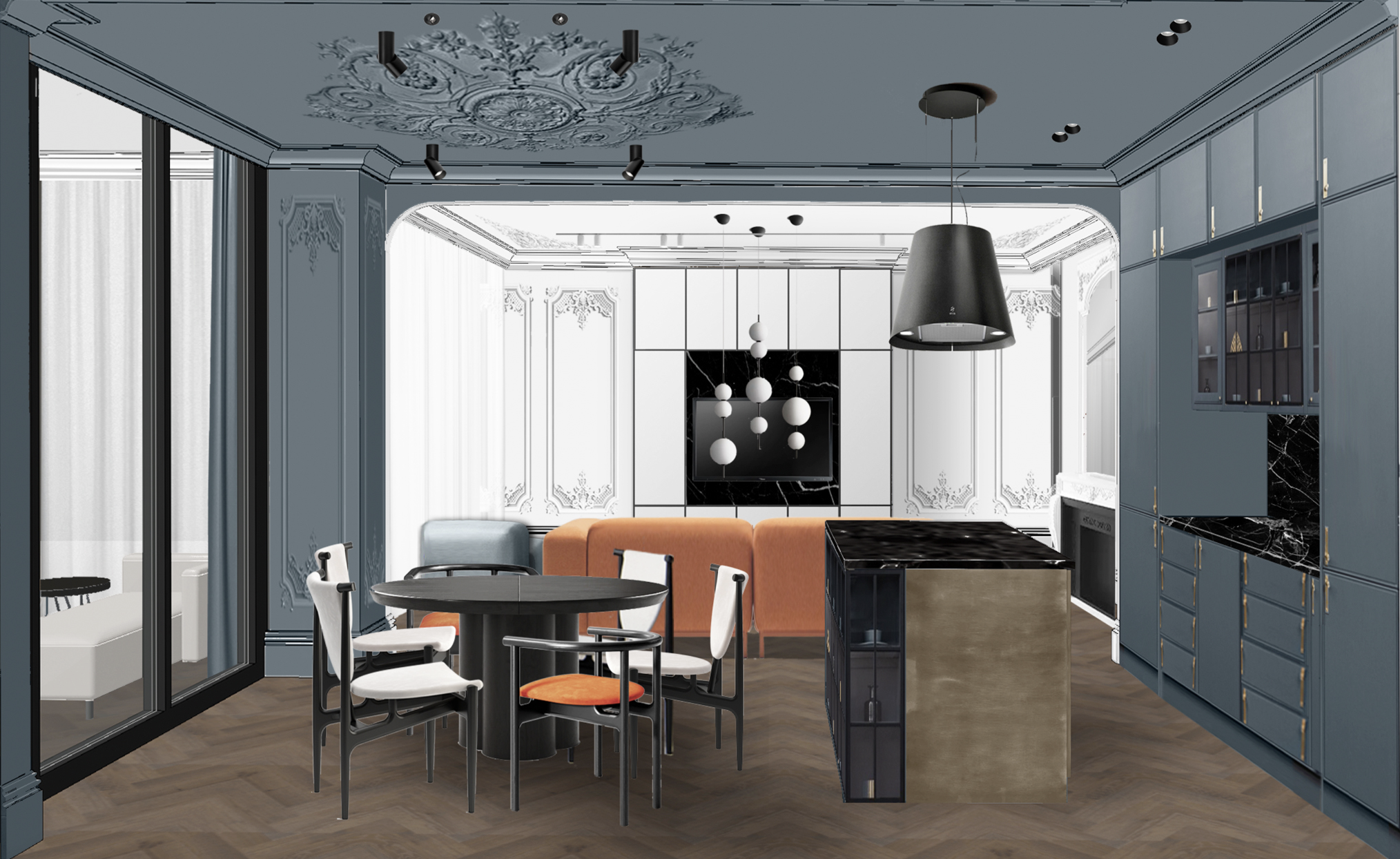 Кухня-гостиная 42 кв.м. в ЖК Остров