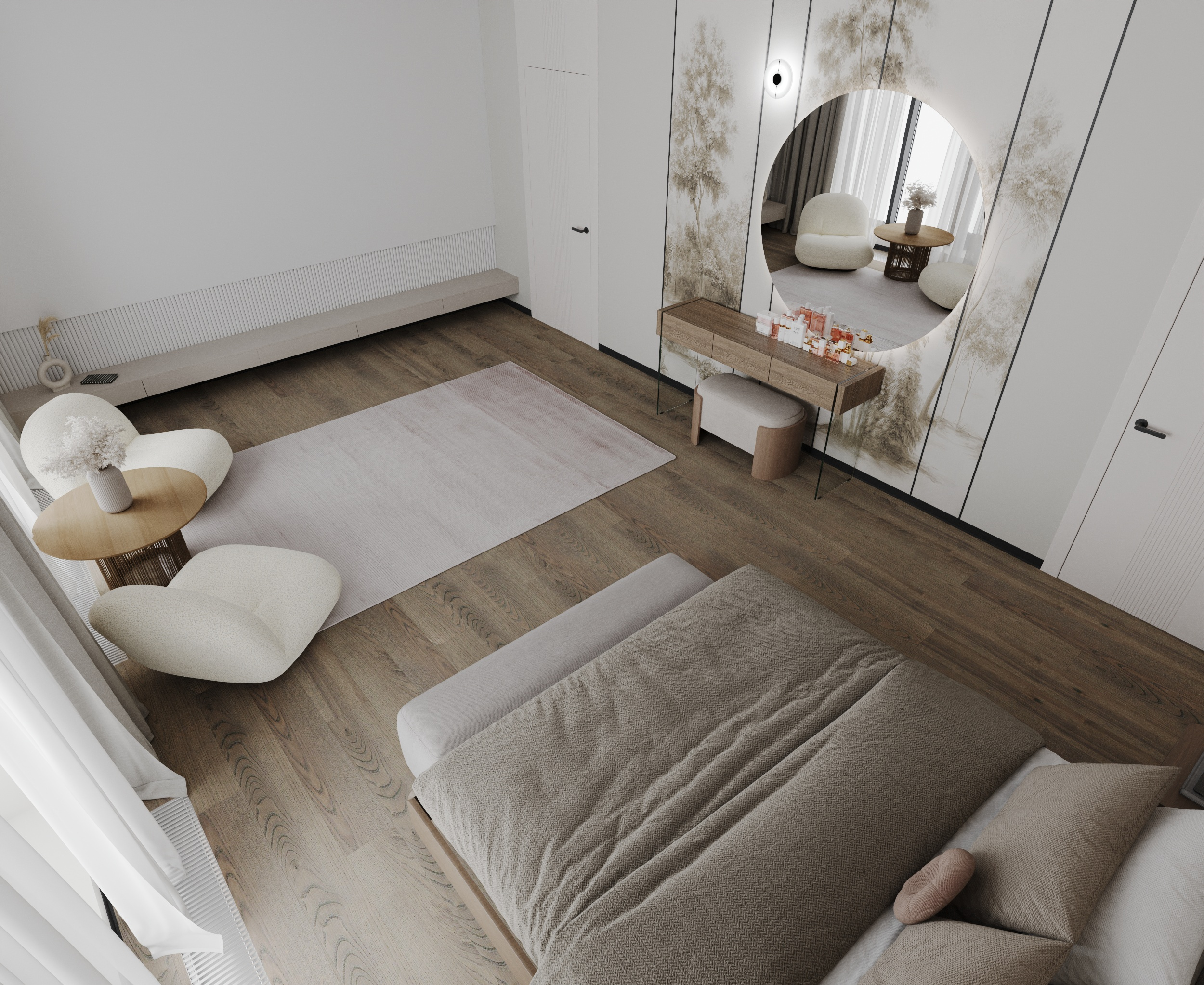 Шикарная спальня в стиле Japandi