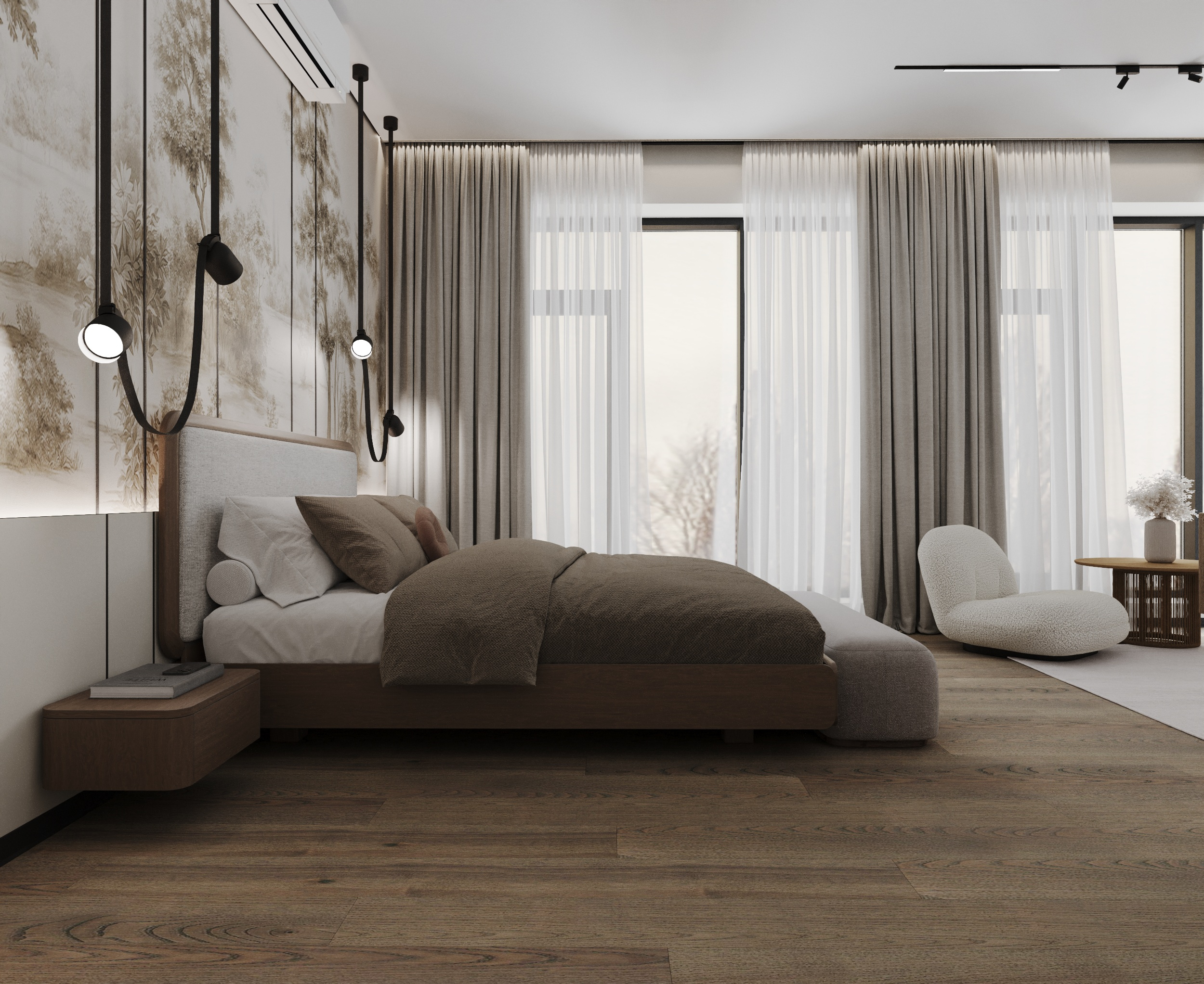 Шикарная спальня в стиле Japandi