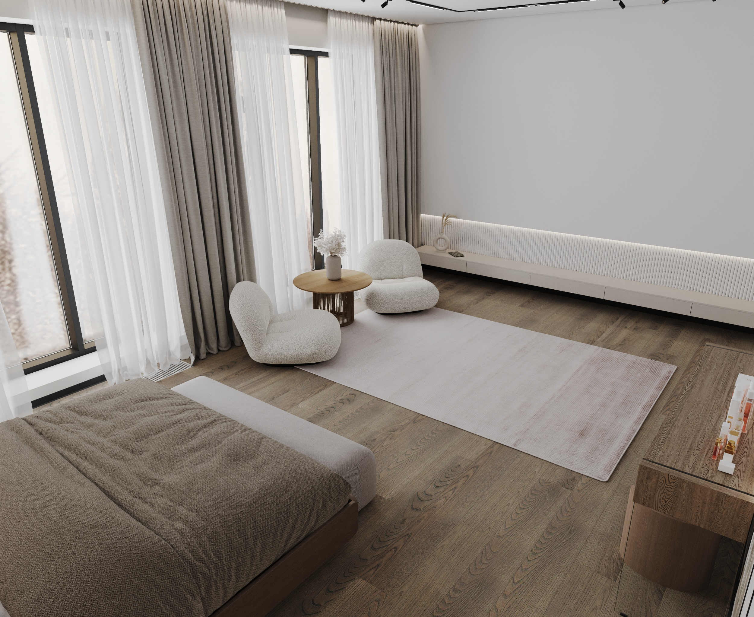 Шикарная спальня в стиле Japandi