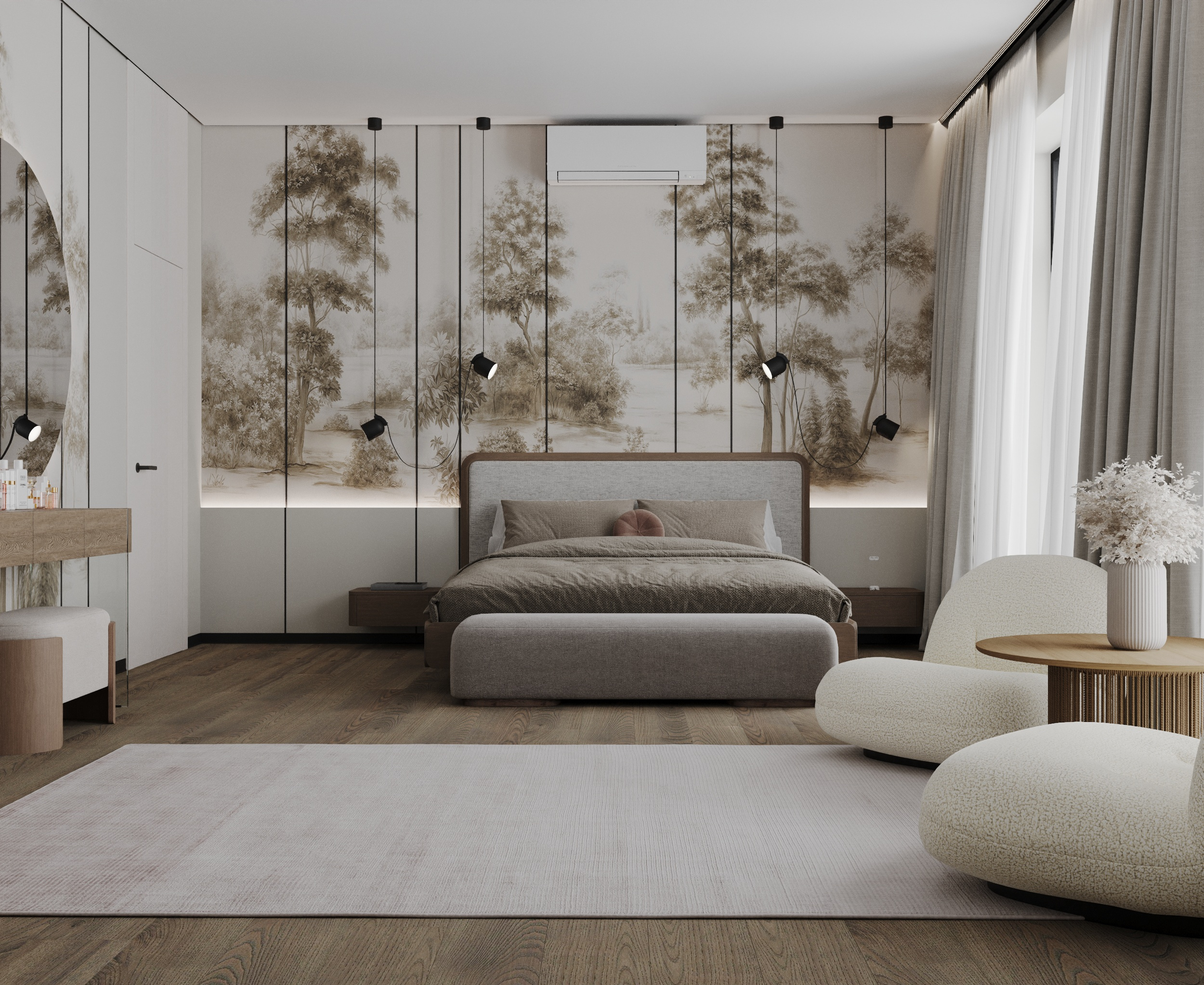 Шикарная спальня в стиле Japandi