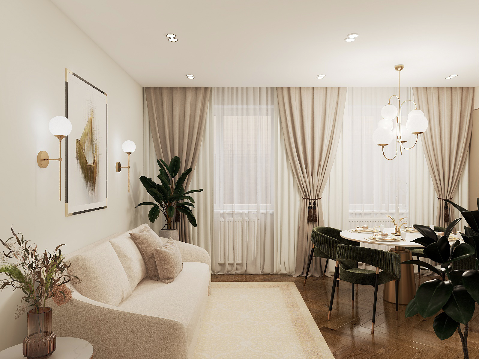 Прихожая и кухня гостиная