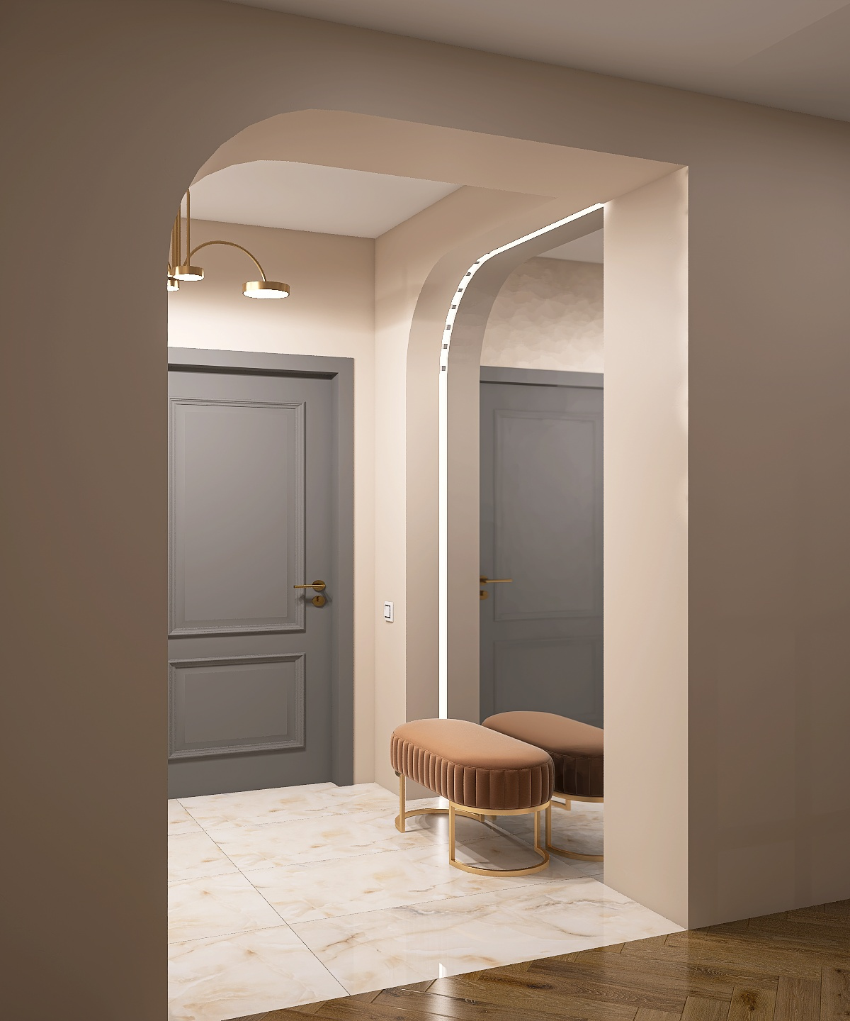 Прихожая и кухня гостиная