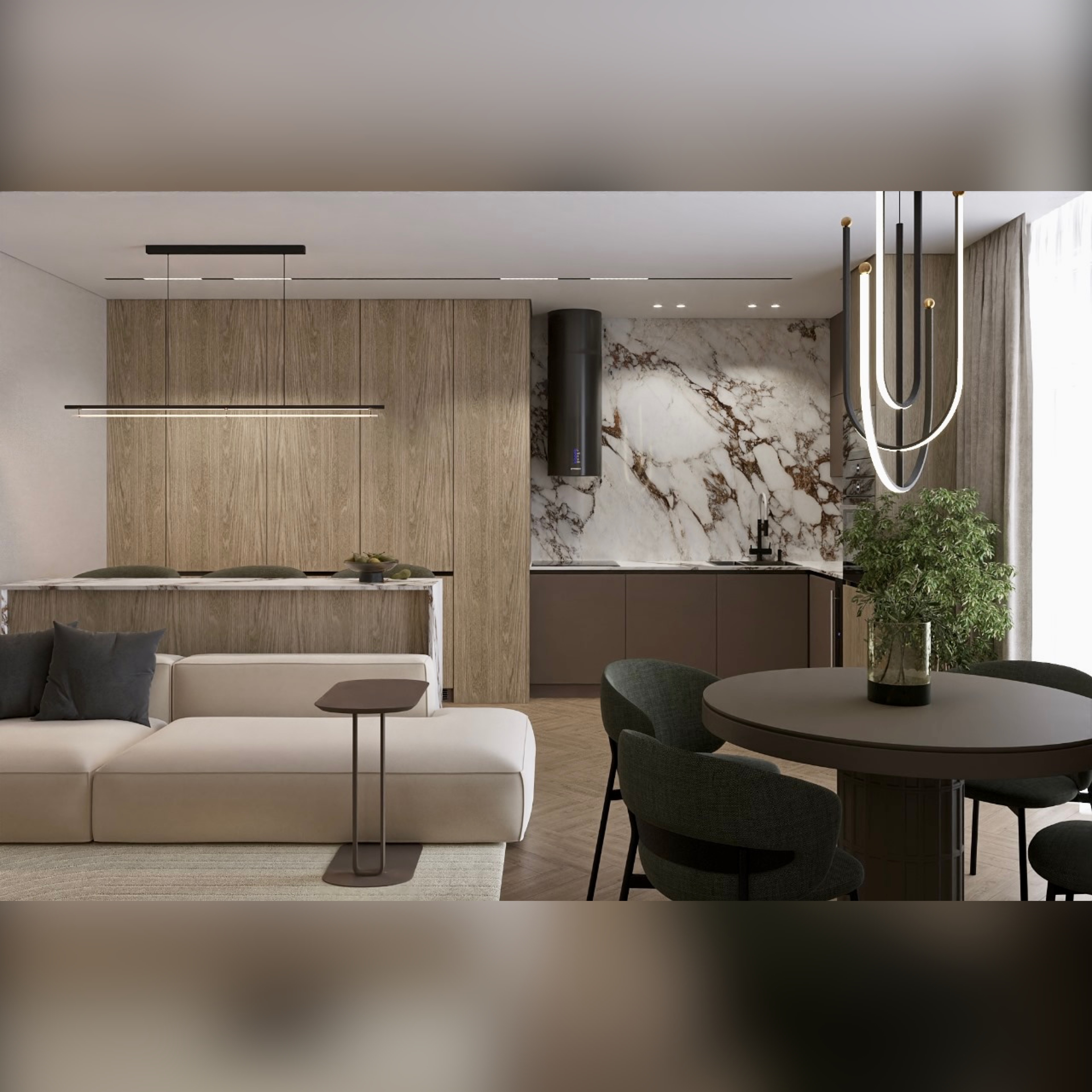 Интерьер в стиле мягкого минимализма «Архитектура тишины»