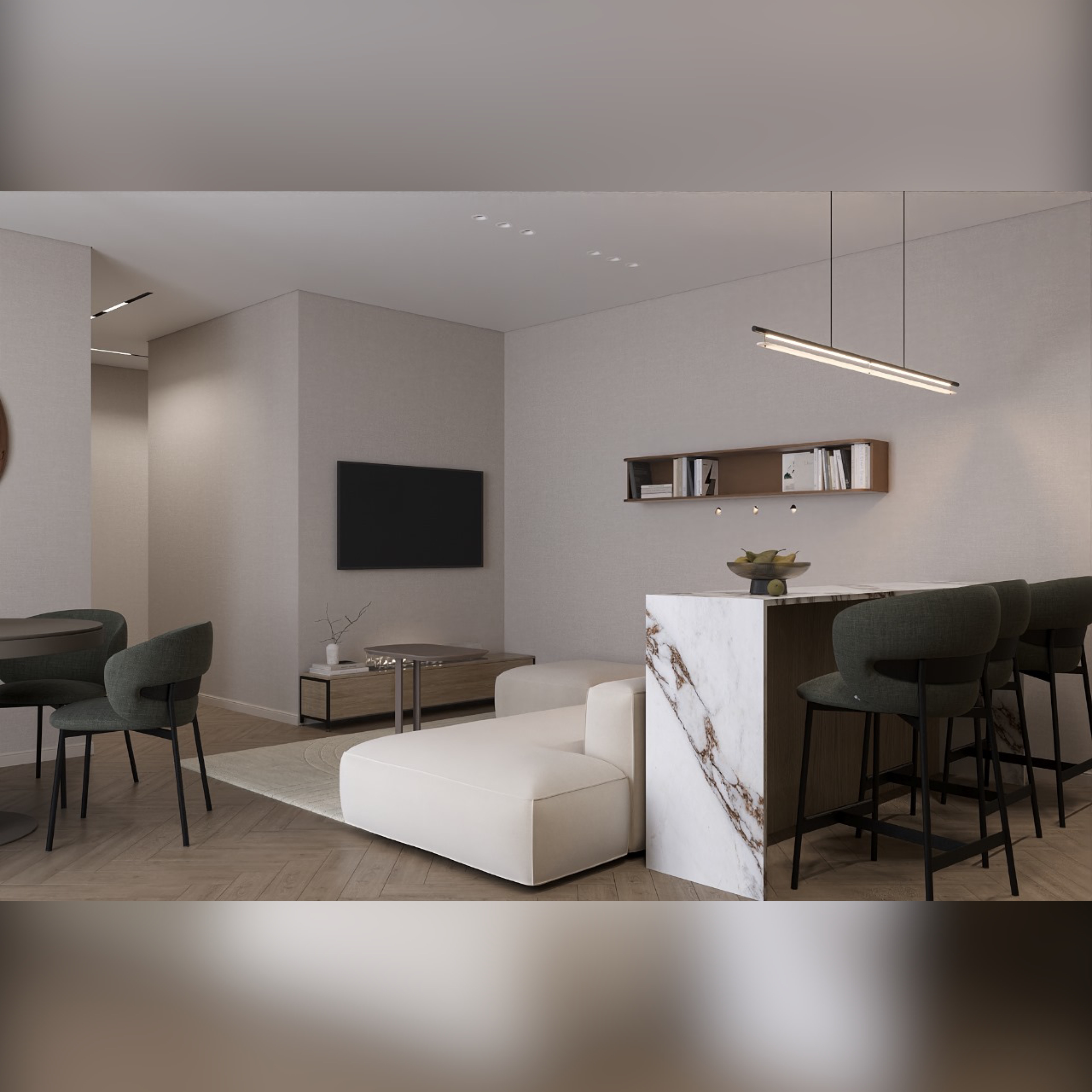 Интерьер в стиле мягкого минимализма «Архитектура тишины»