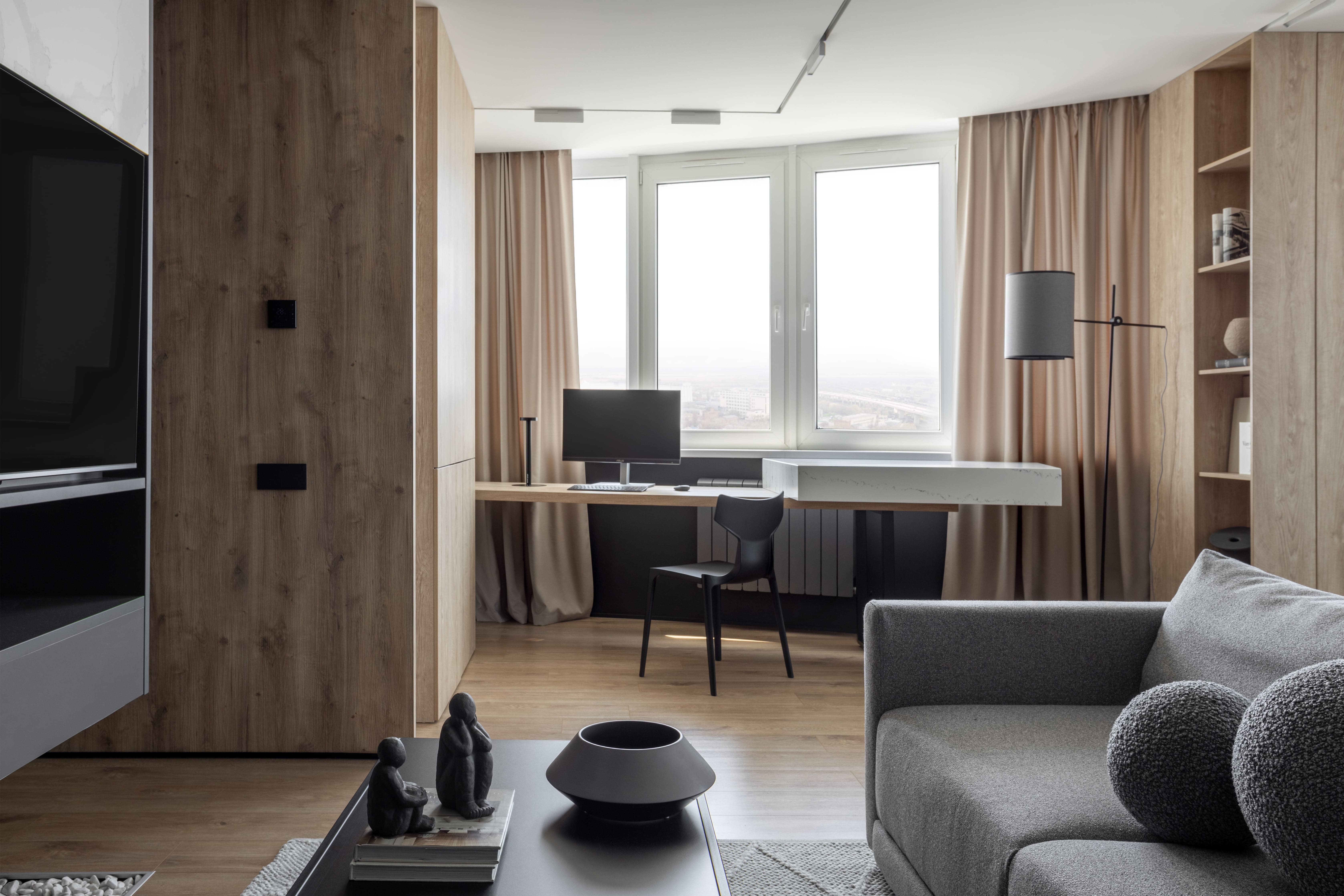 "Над облаками". Фотографии реализованного проекта квартиры 80 м2