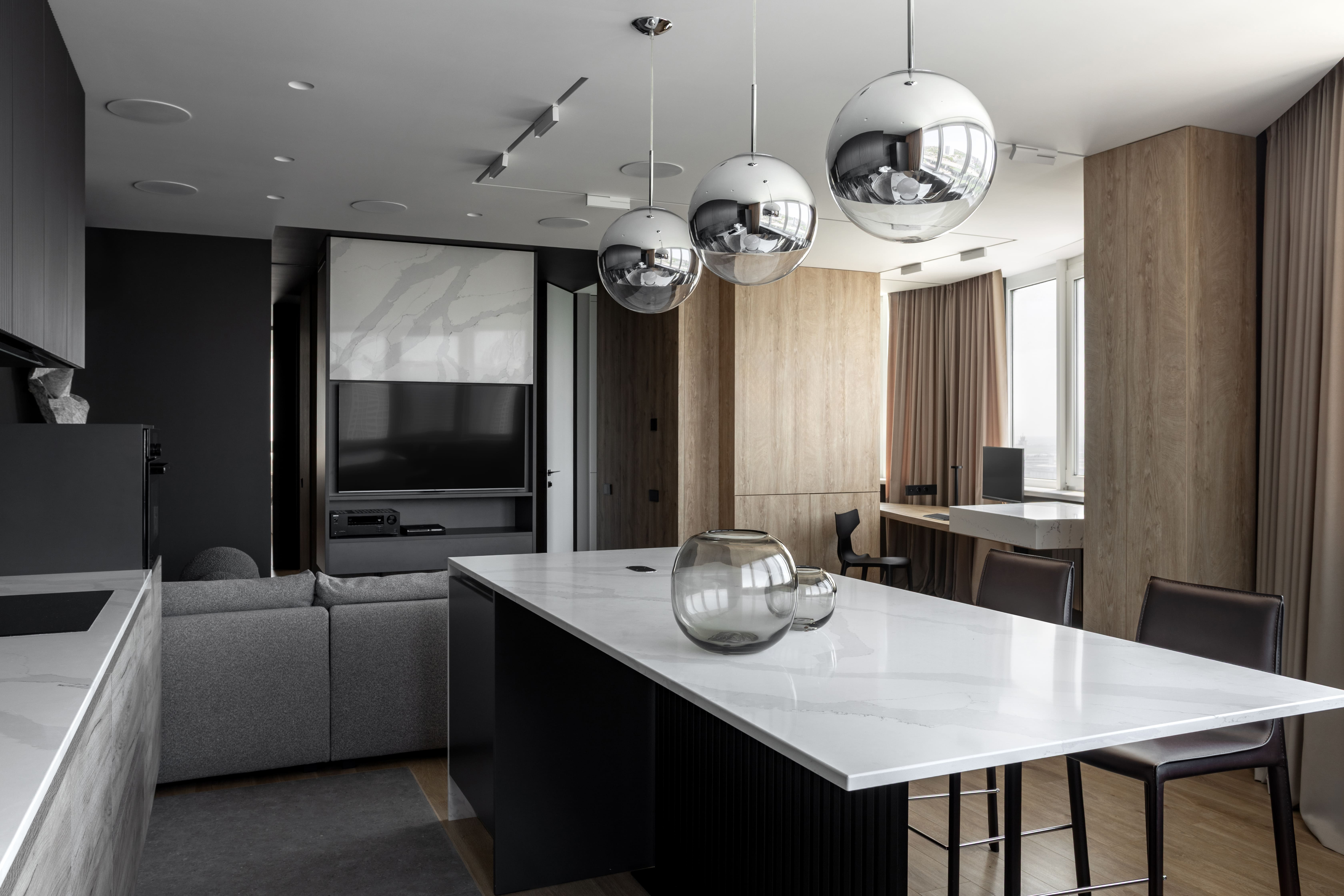 "Над облаками". Фотографии реализованного проекта квартиры 80 м2