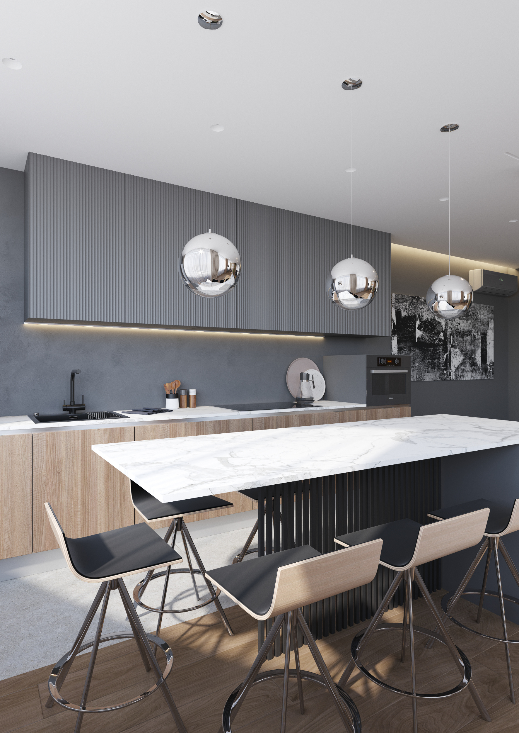 "Над облаками". Фотографии реализованного проекта квартиры 80 м2