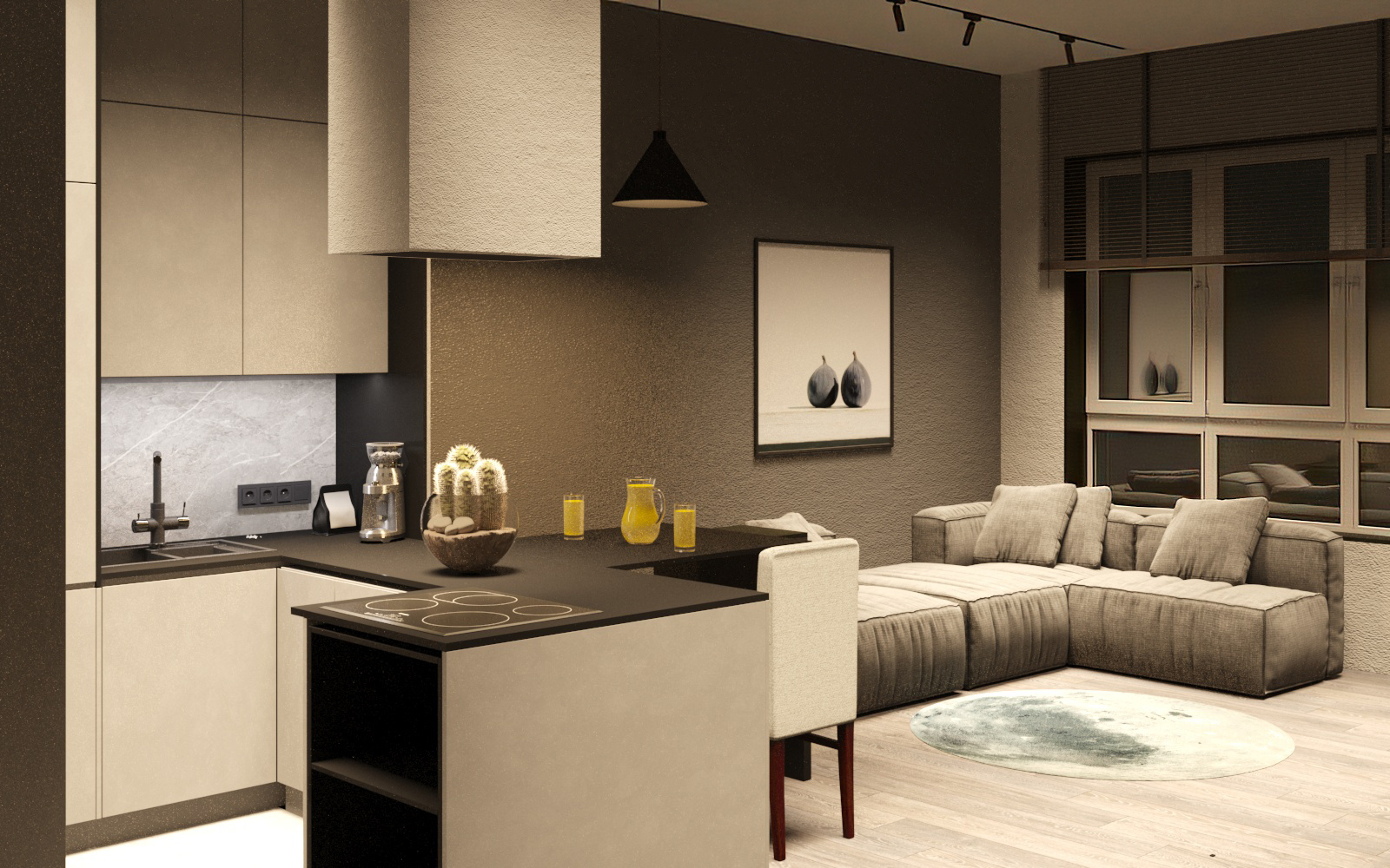 Минимализм и функциональность: Квартира 40м² для молодой пары в ЖК «Сердце Столицы»"