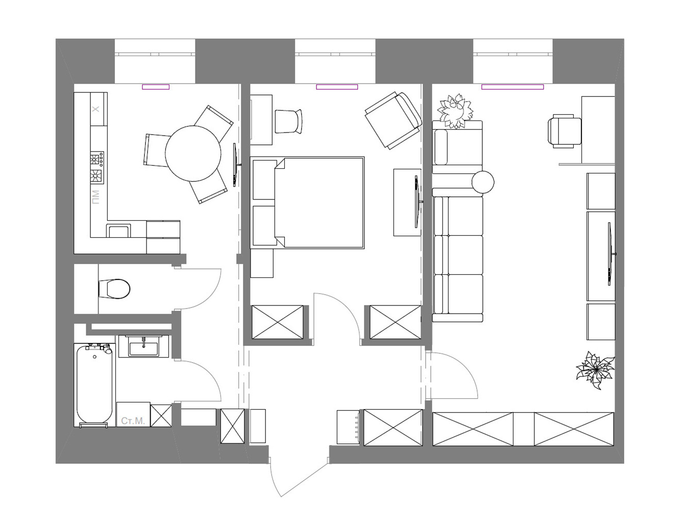 2-комнатная квартира 60 кв.м., Сокольники