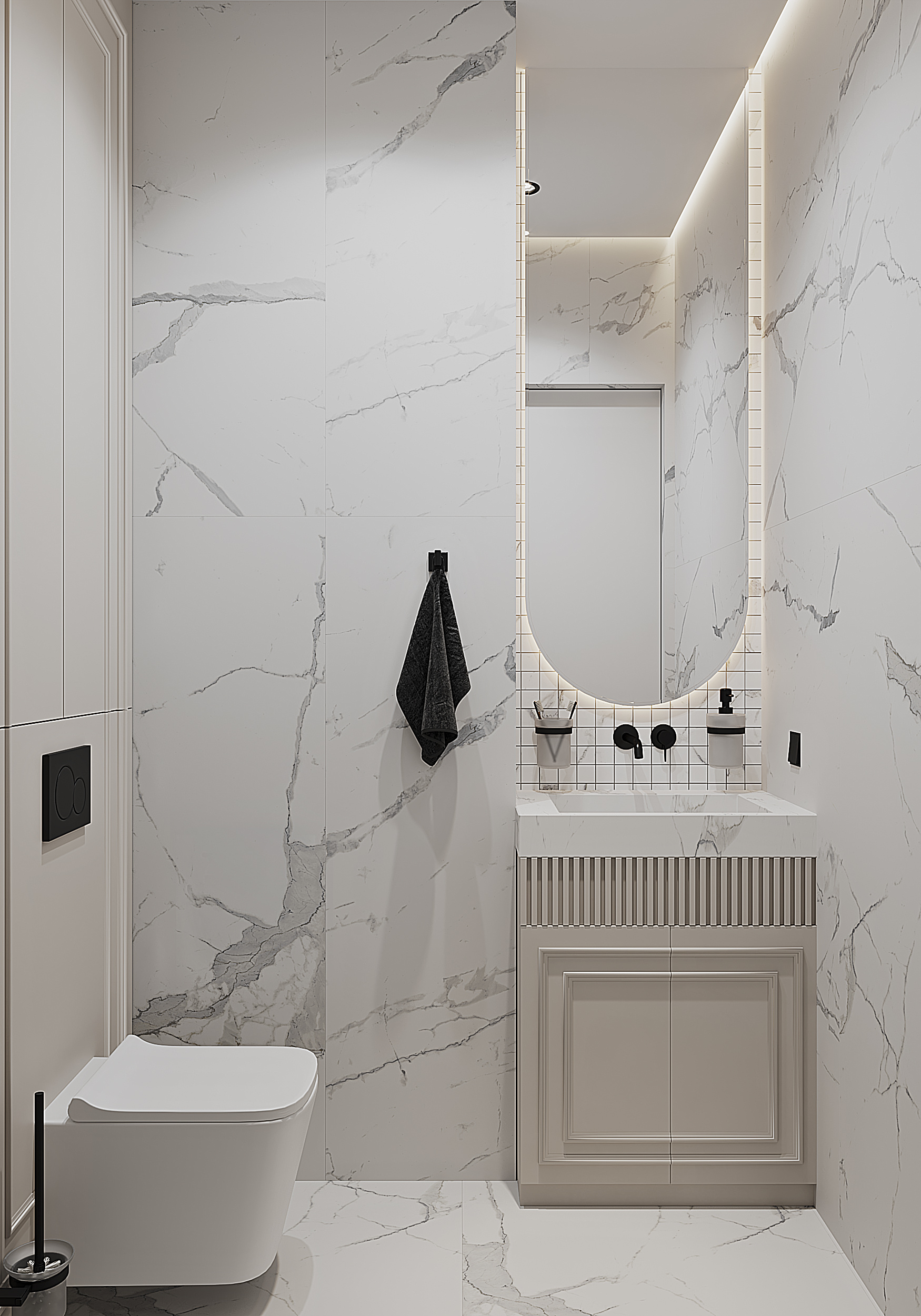 Сан.узел в светлых оттенках.