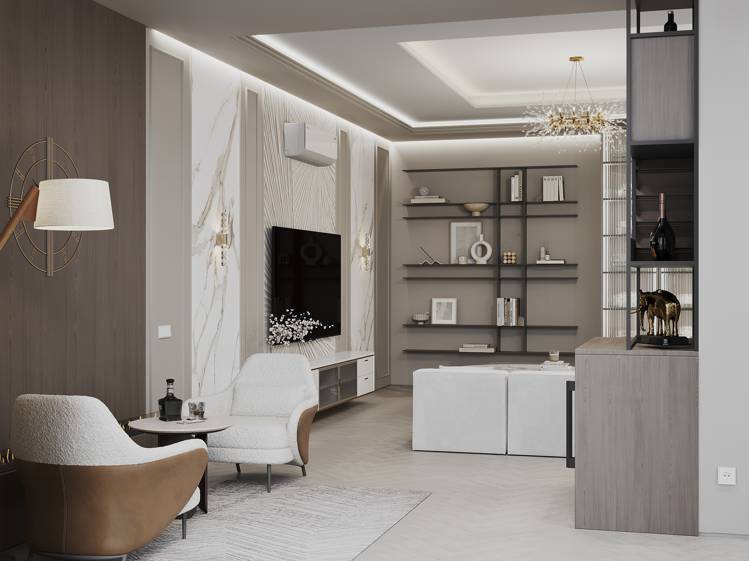 Кухня-гостиная в загородном доме.