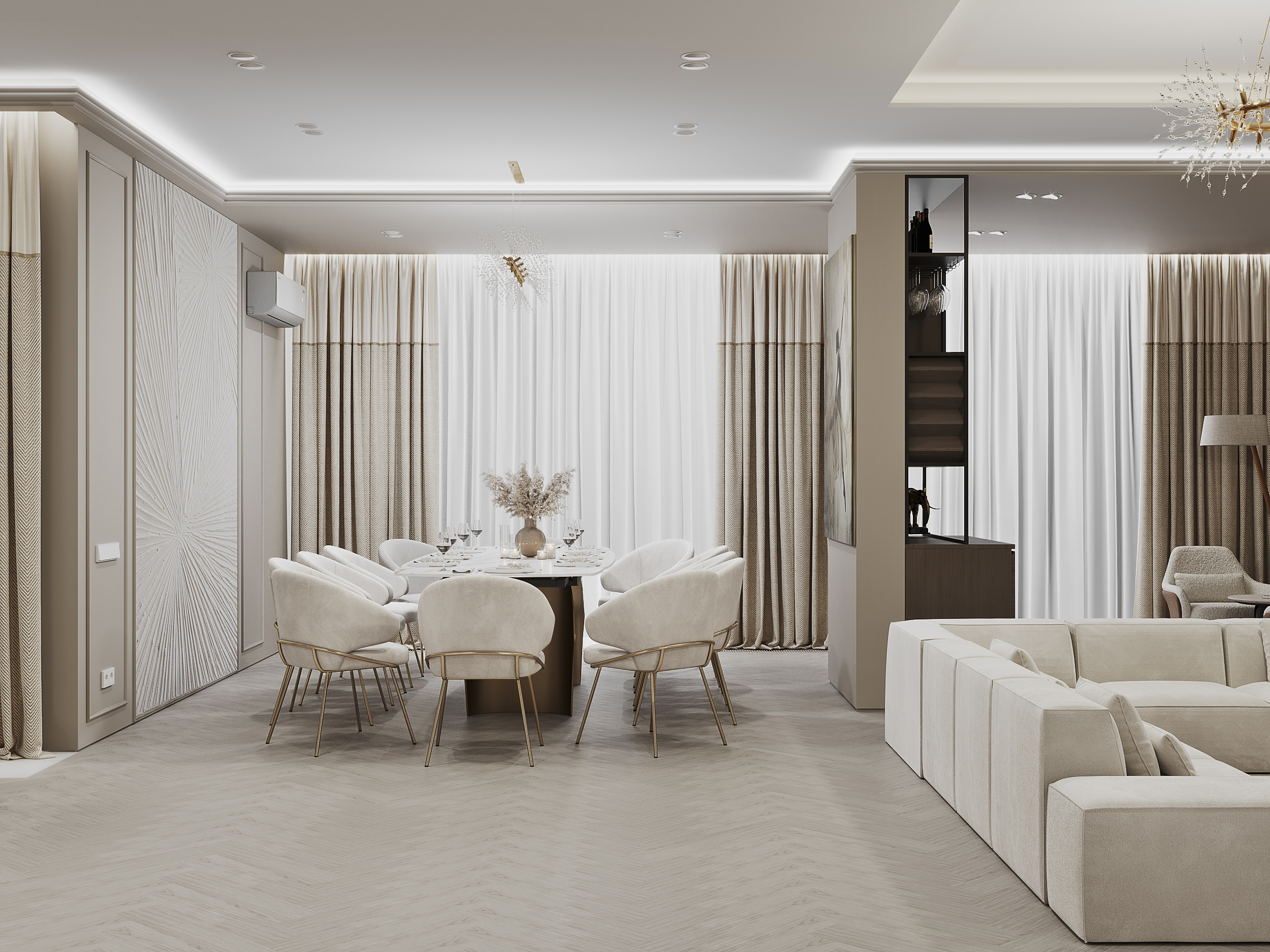 Кухня-гостиная в загородном доме.