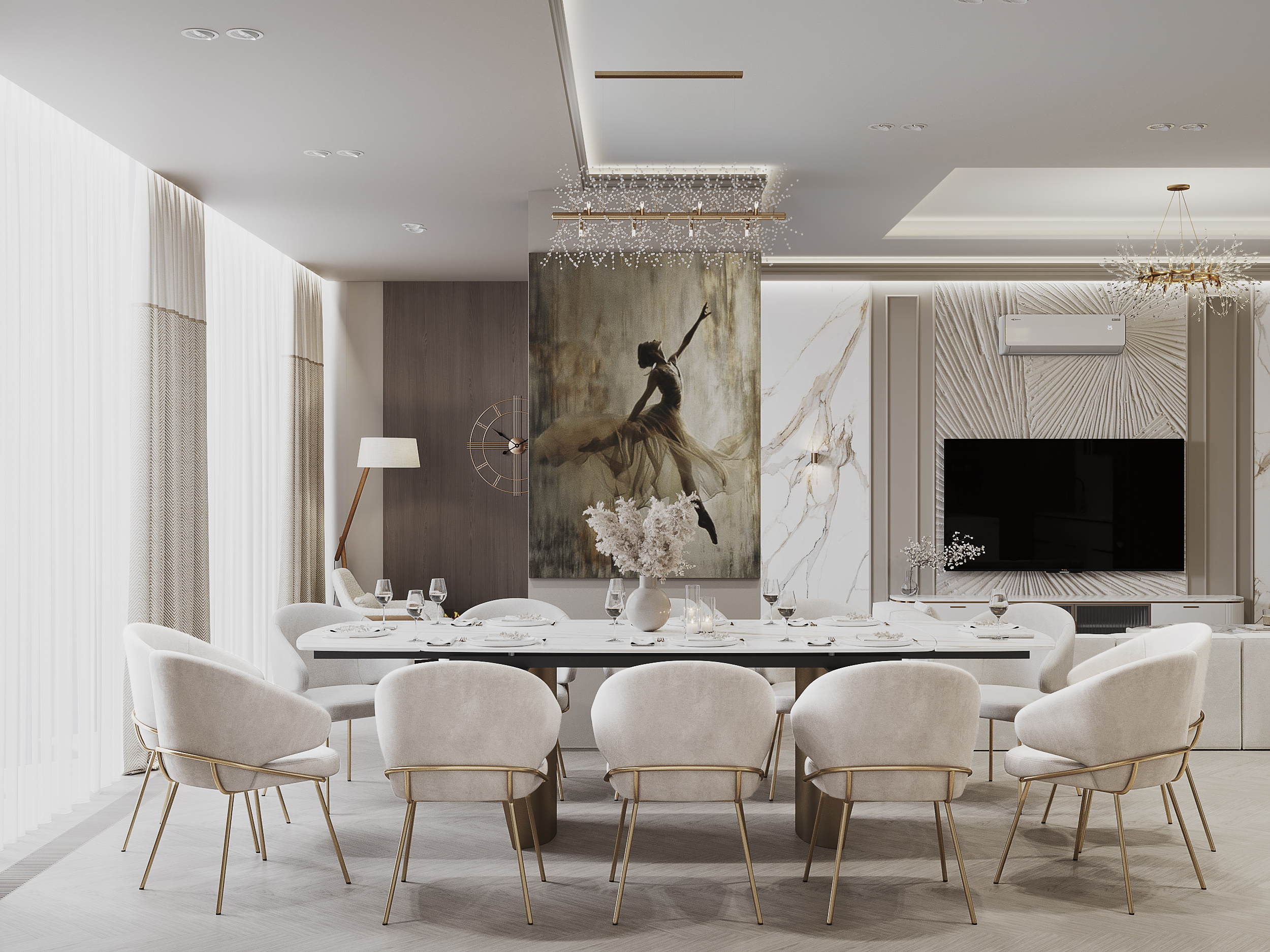 Кухня-гостиная в загородном доме.