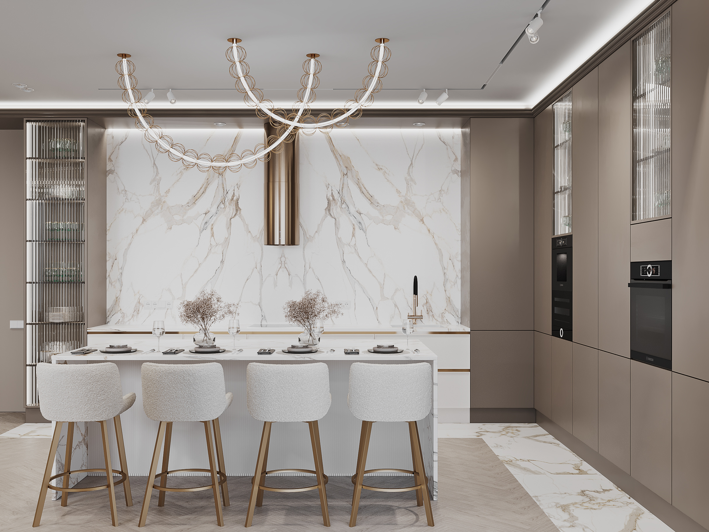 Кухня-гостиная в загородном доме.