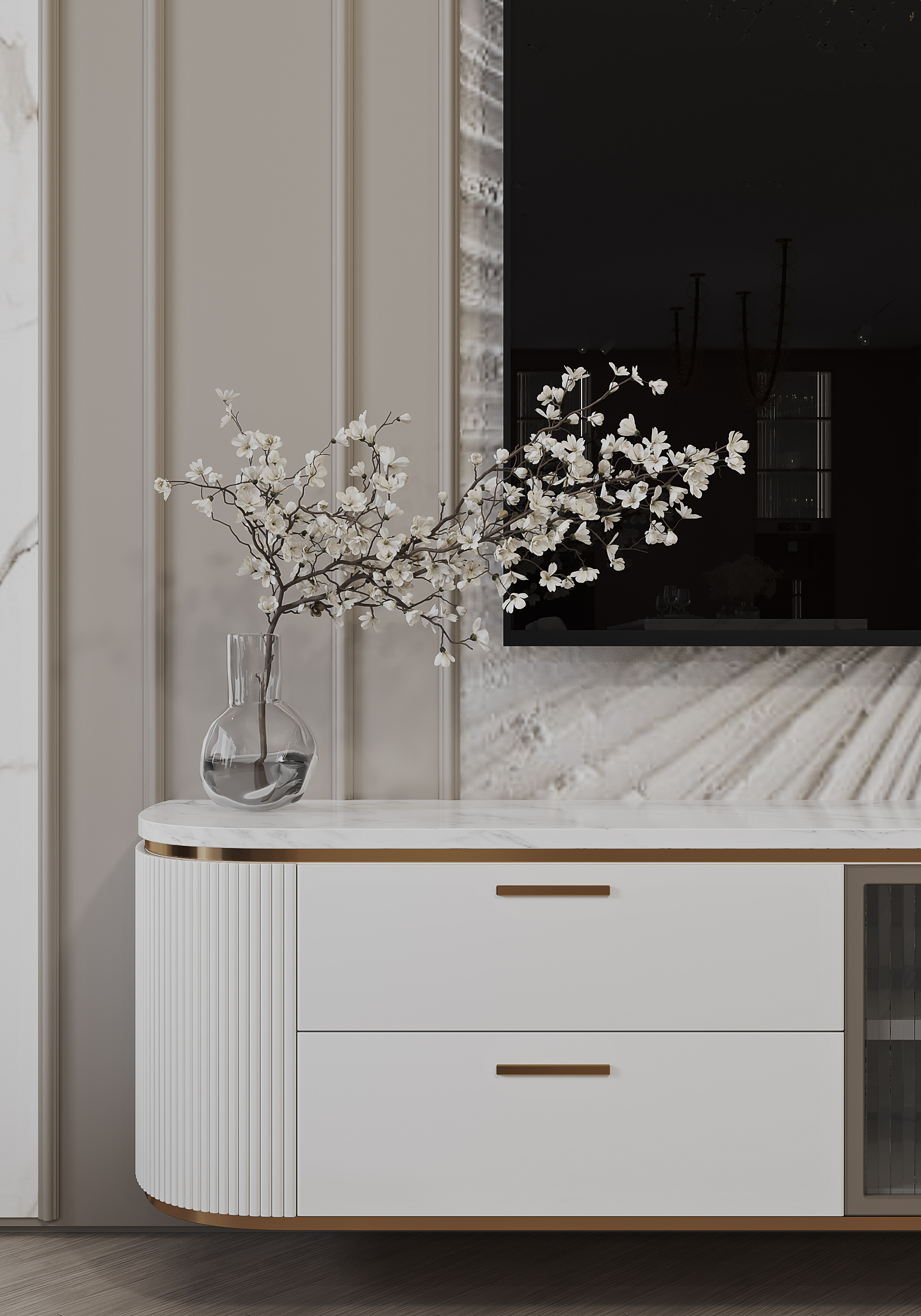 Кухня-гостиная в загородном доме.