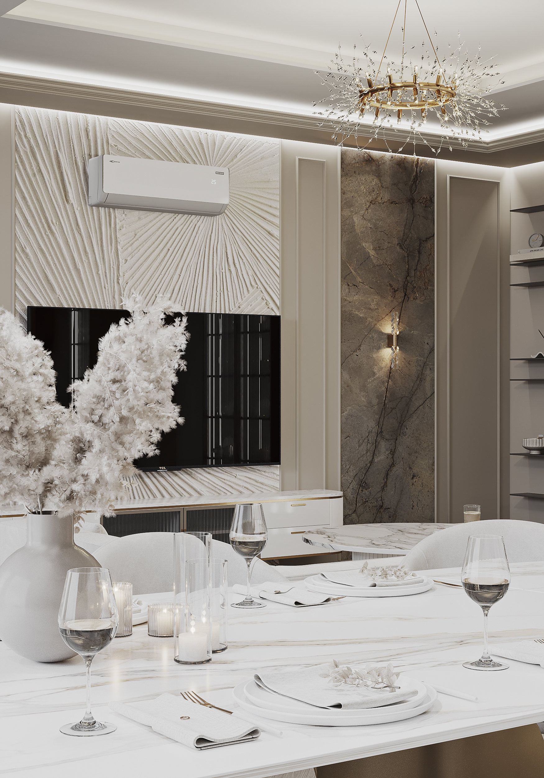 Кухня-гостиная в загородном доме.