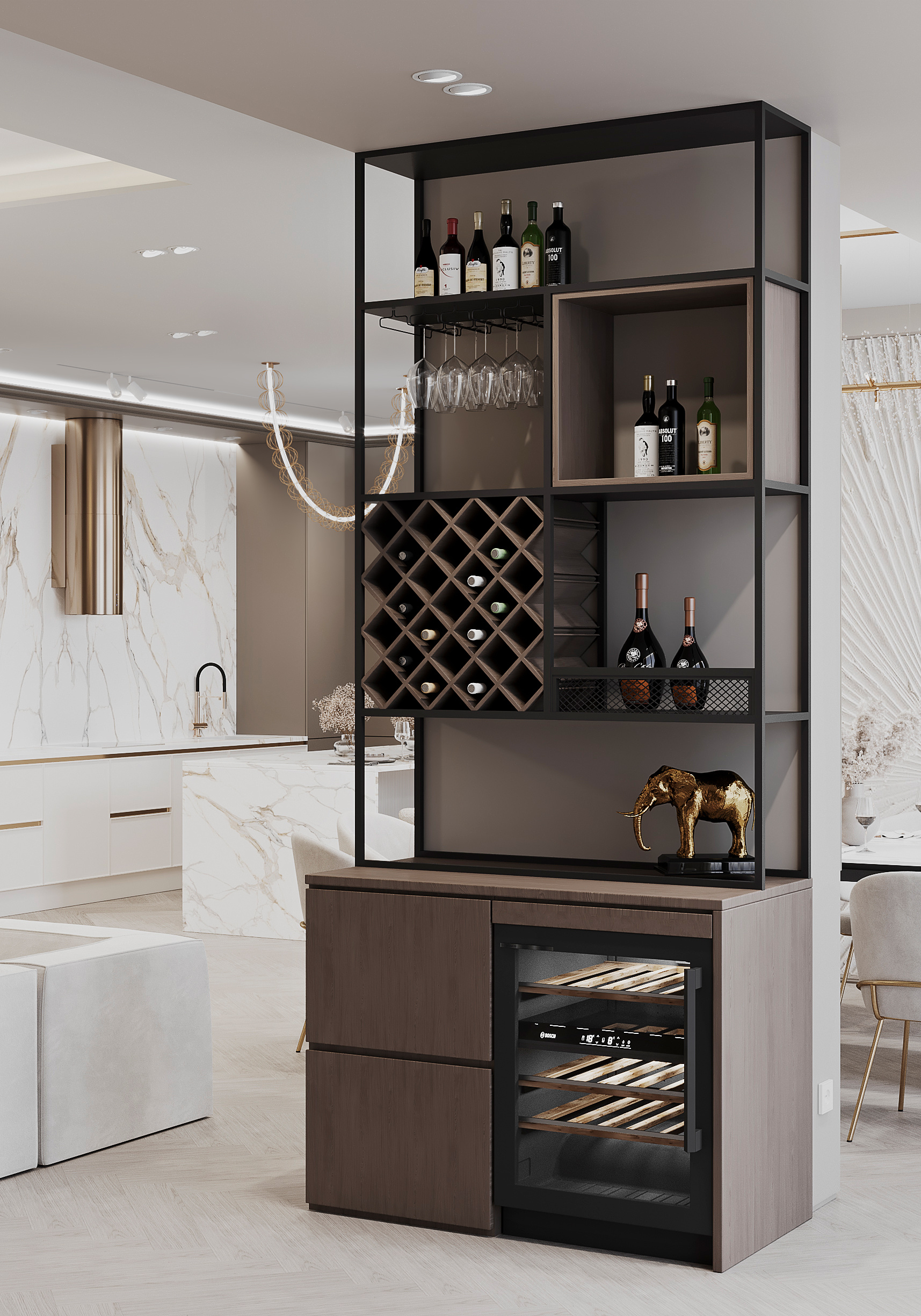 Кухня-гостиная в загородном доме.