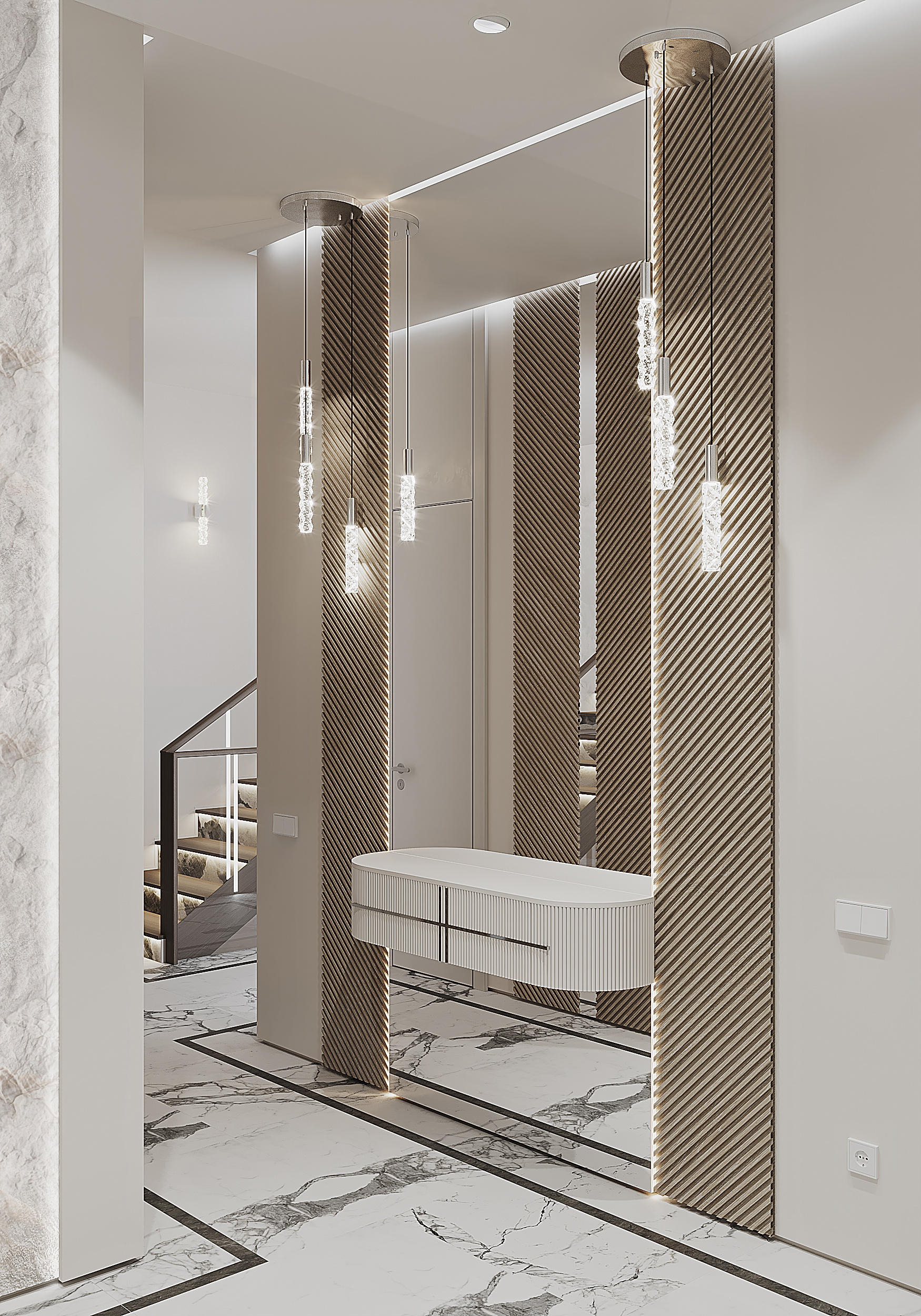 Обложка проекта: Холл-лестница в загородном доме.