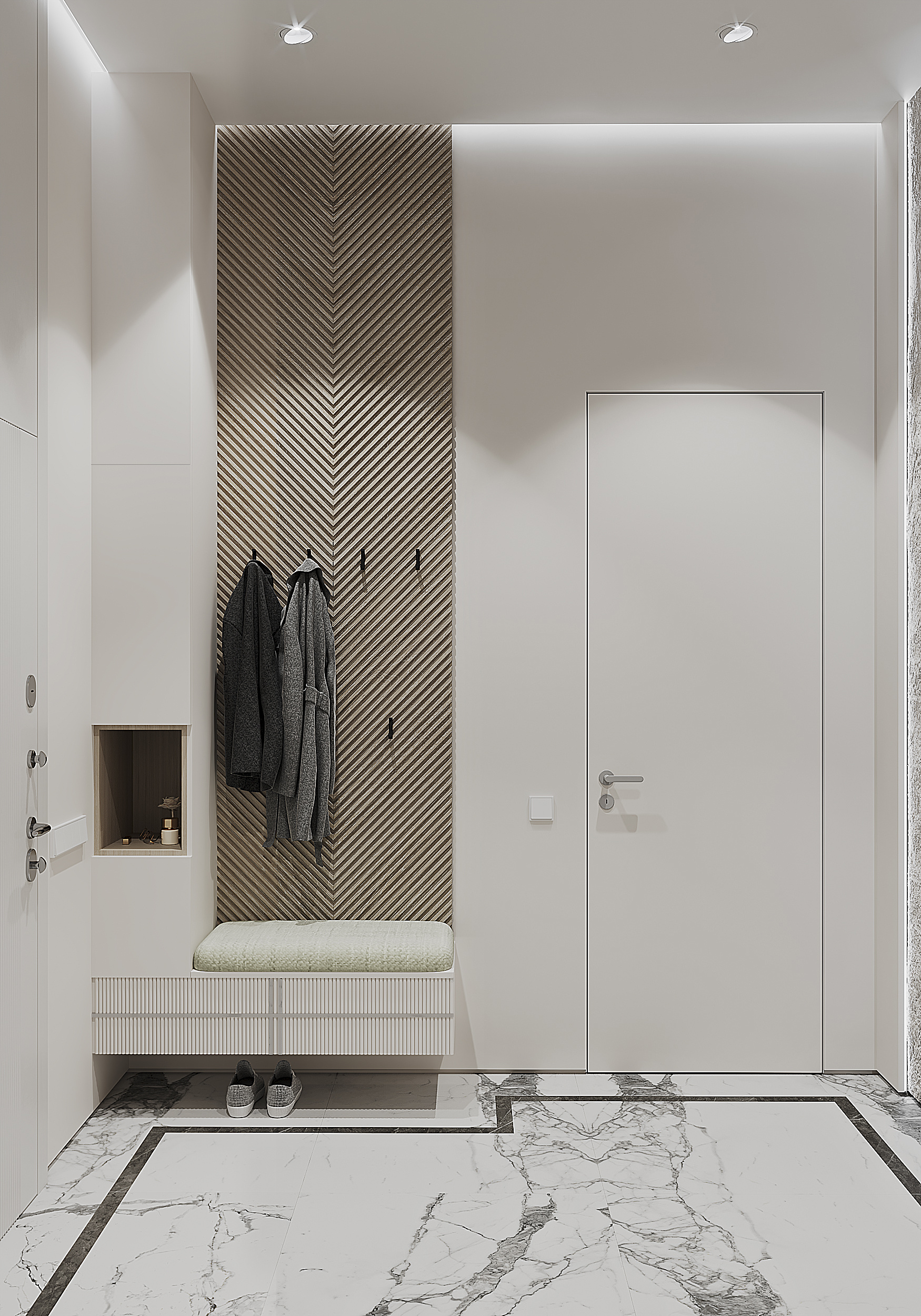 Холл-лестница в загородном доме.