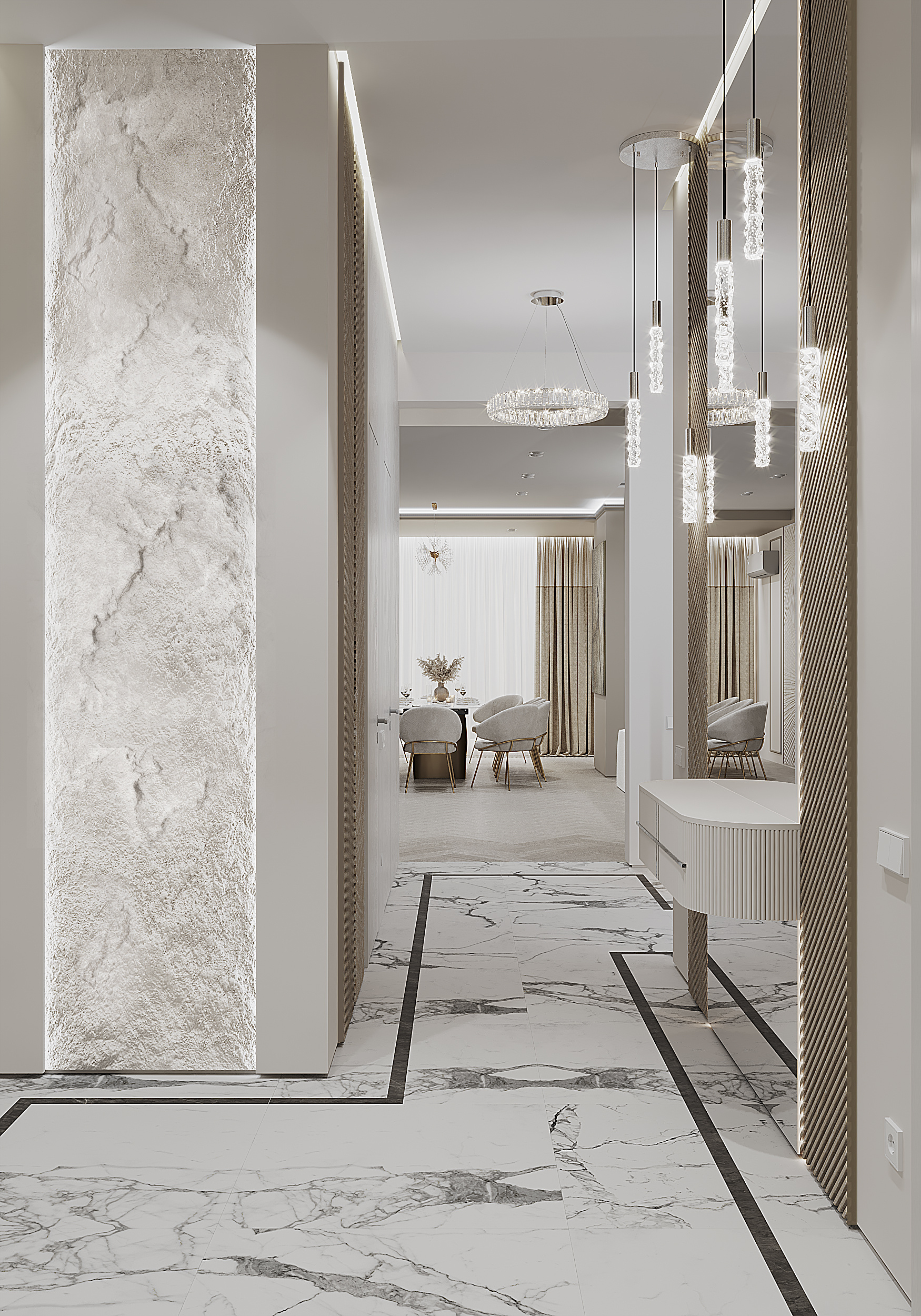 Холл-лестница в загородном доме.