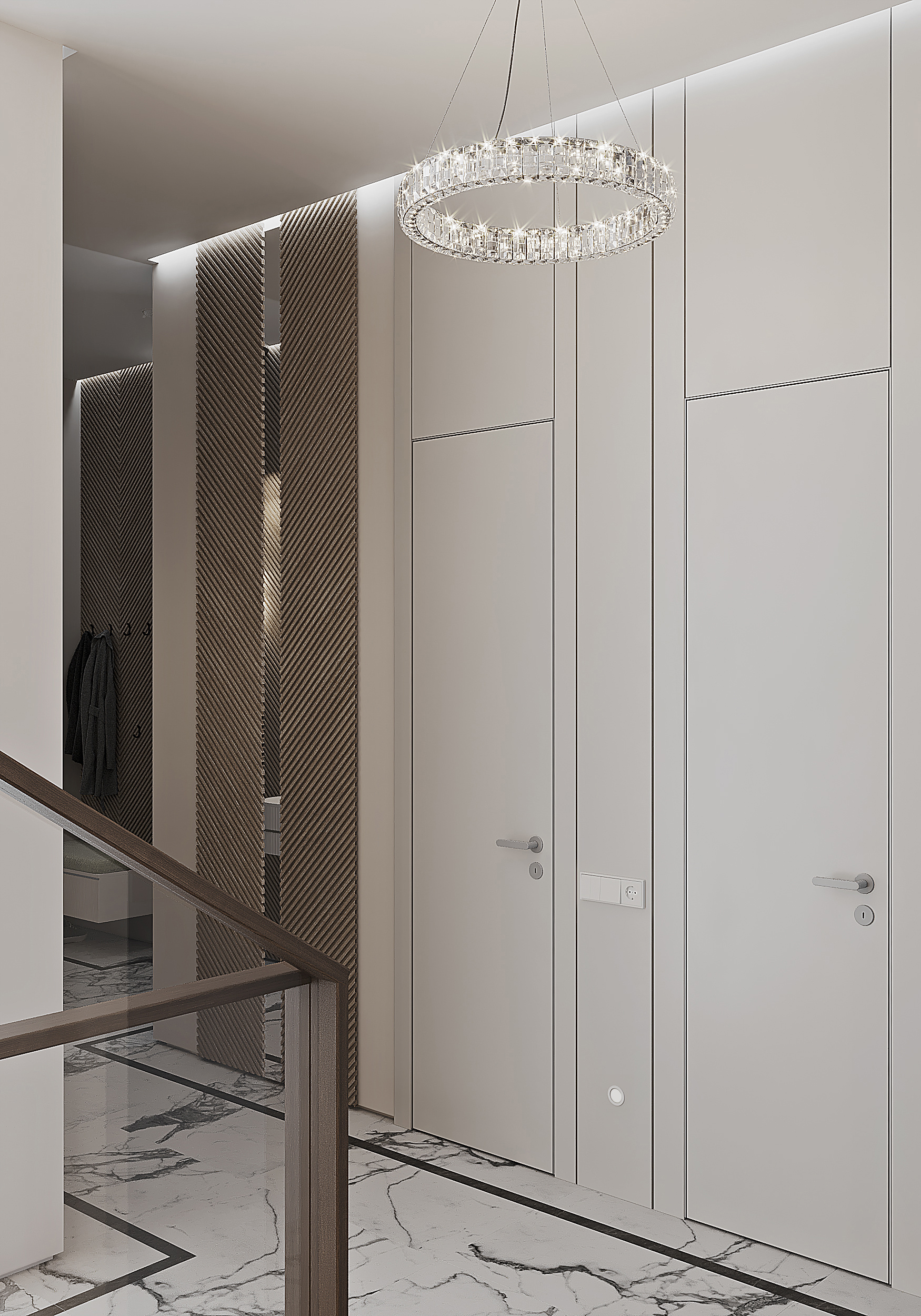 Холл-лестница в загородном доме.