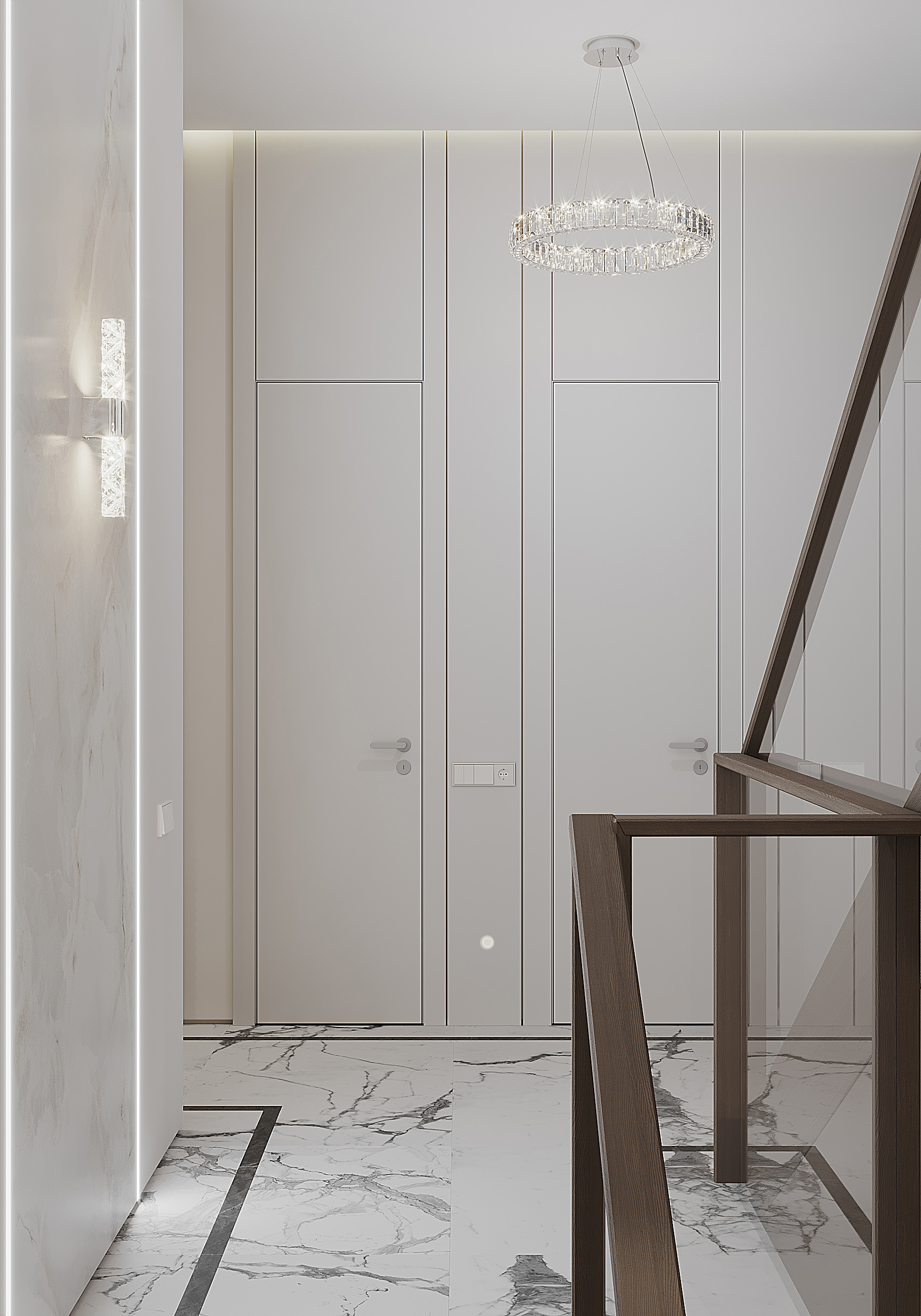 Холл-лестница в загородном доме.