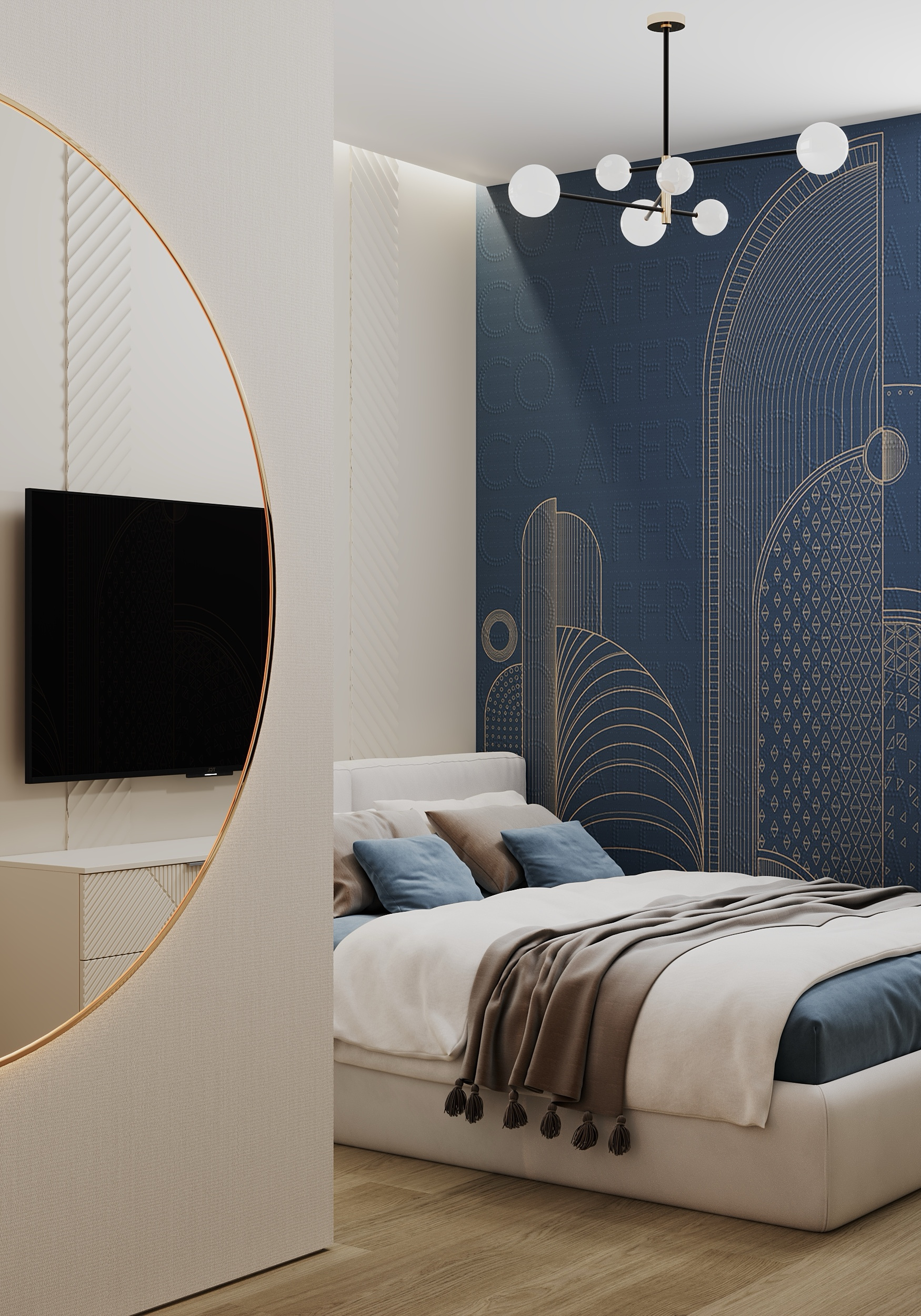 Спальня гостевая в загородном доме.