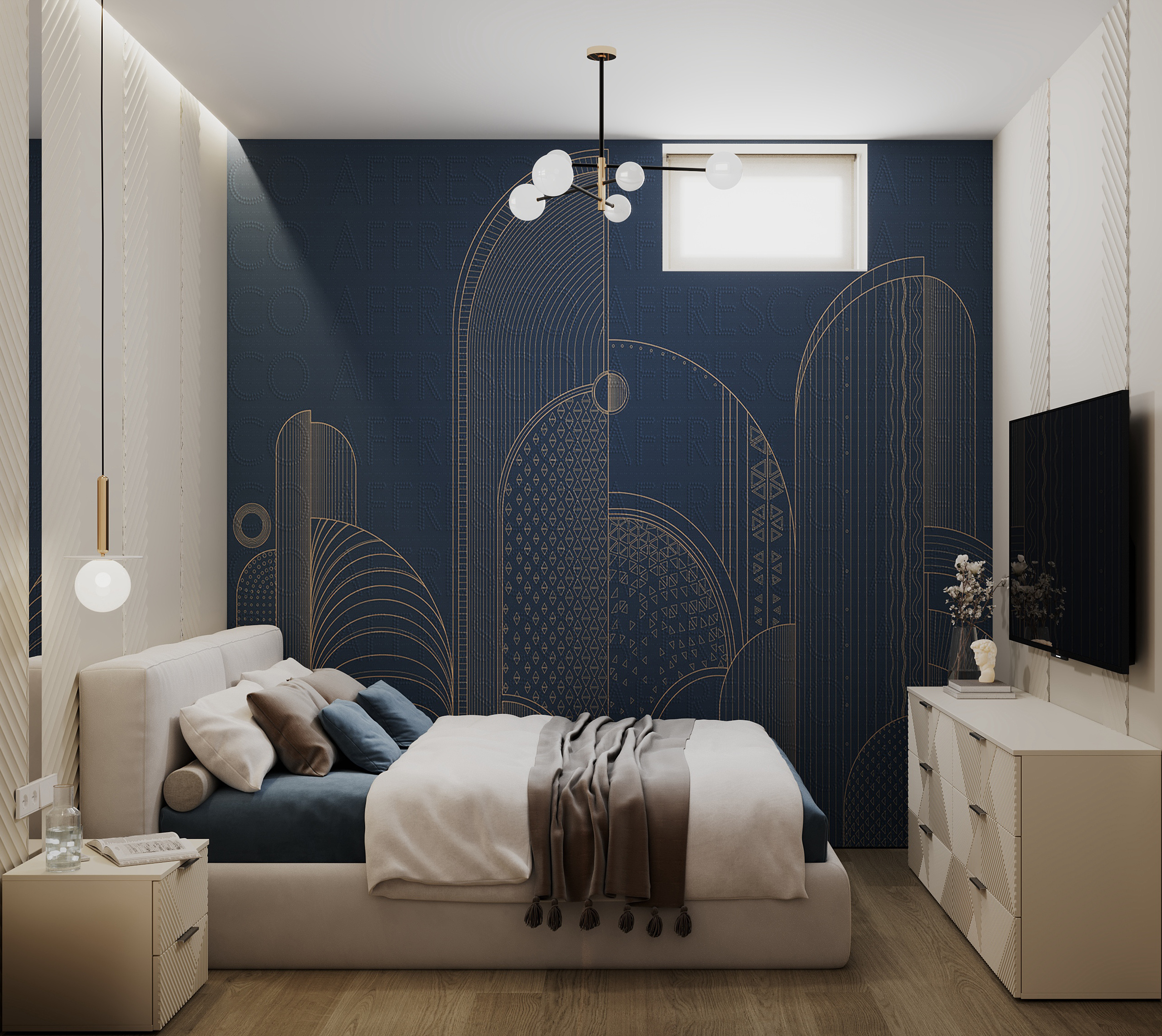 Спальня гостевая в загородном доме.