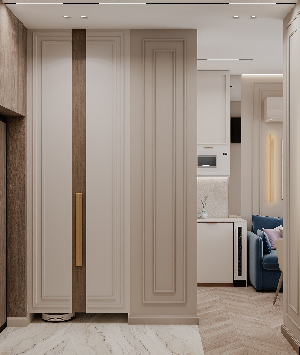 Дизайн квартиры в светлых тонах 45 кв. м.