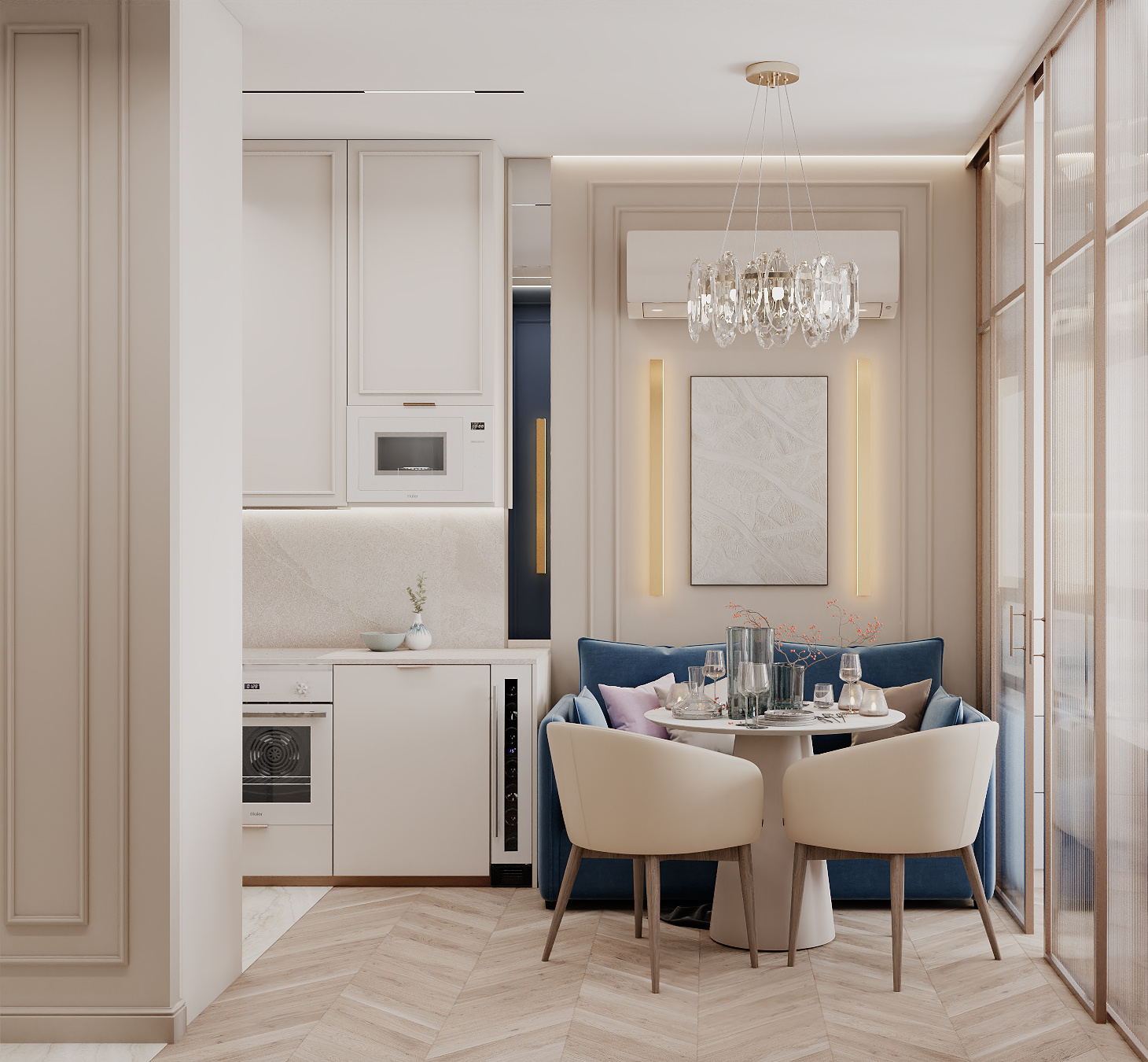 Дизайн квартиры в светлых тонах 45 кв. м.