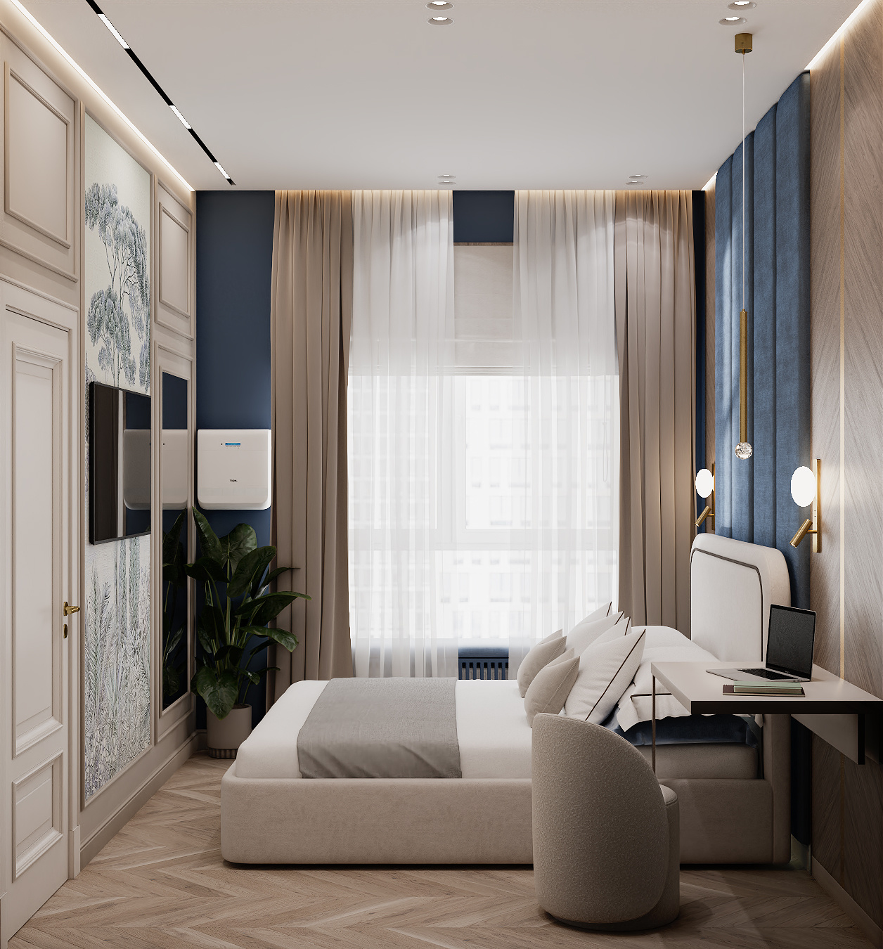 Дизайн квартиры в светлых тонах 45 кв. м.