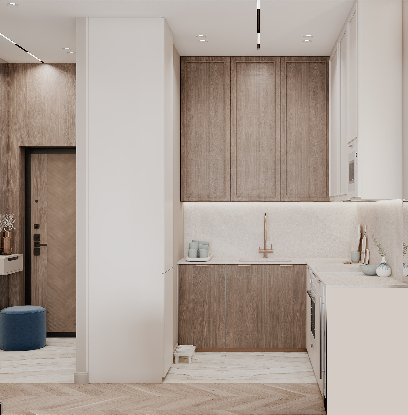 Дизайн квартиры в светлых тонах 45 кв. м.