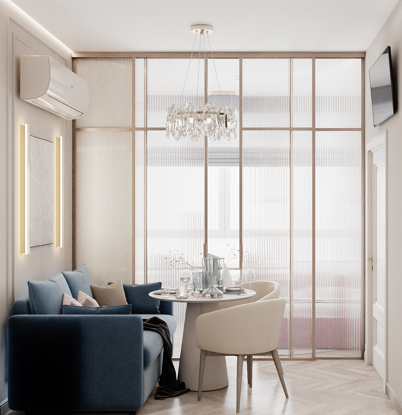 Дизайн квартиры в светлых тонах 45 кв. м.