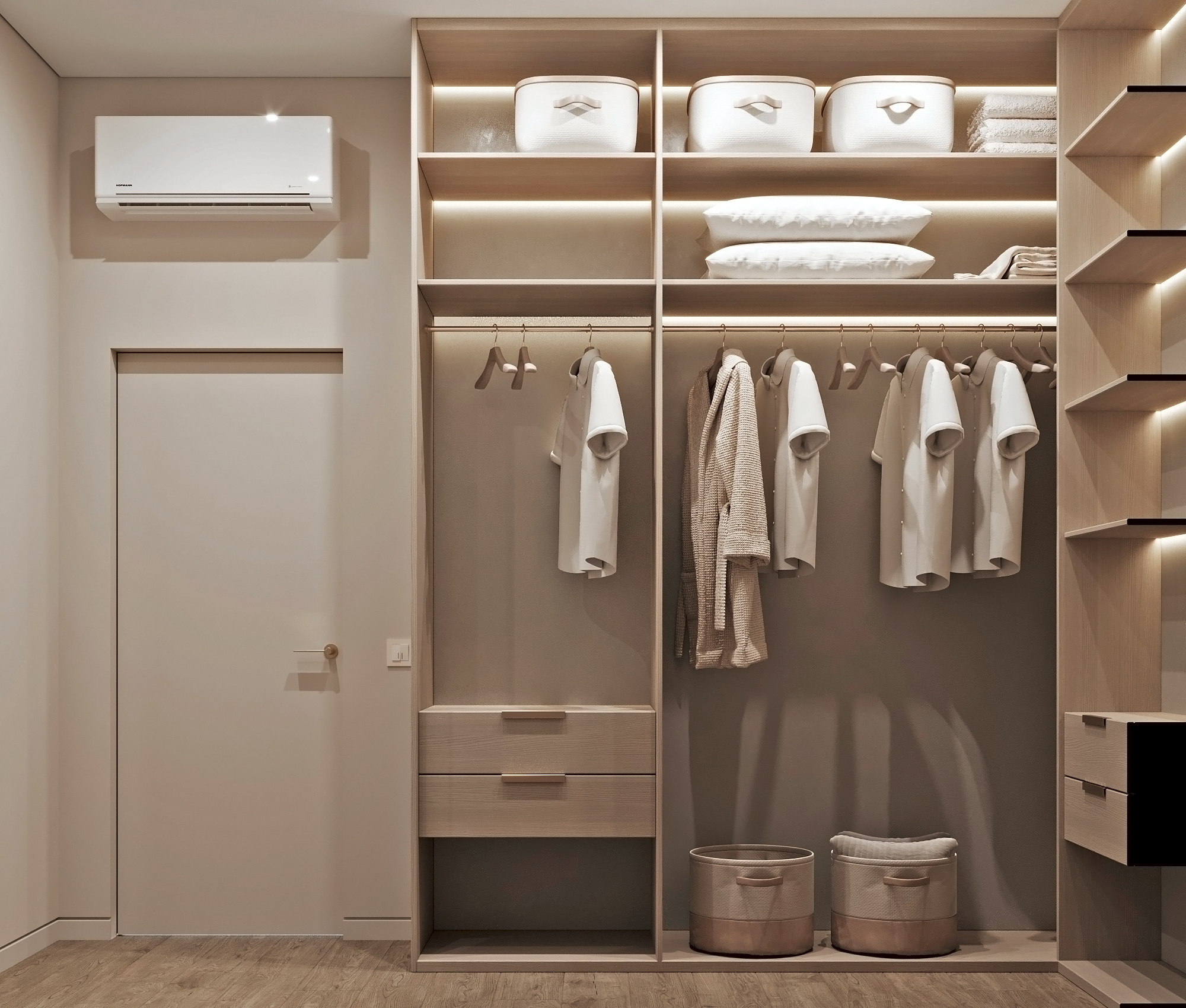 Современный интерьер квартиры 65 м² в светлых тонах