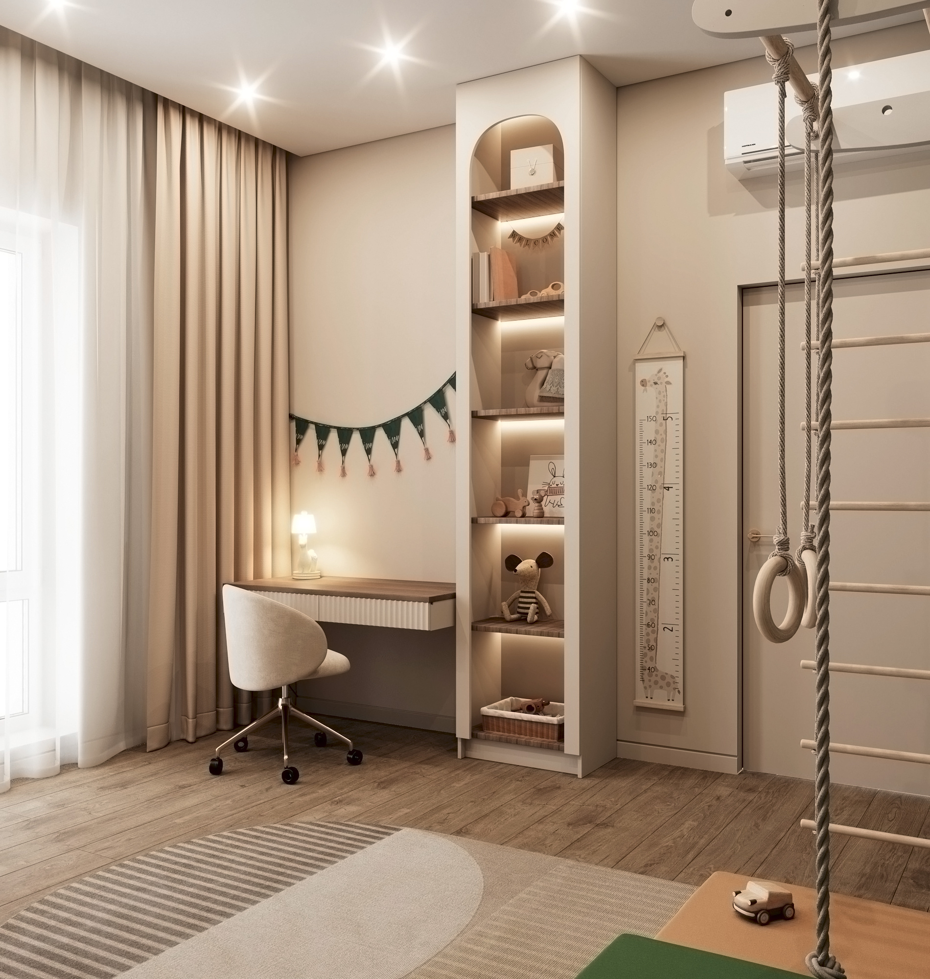 Современный интерьер квартиры 65 м² в светлых тонах