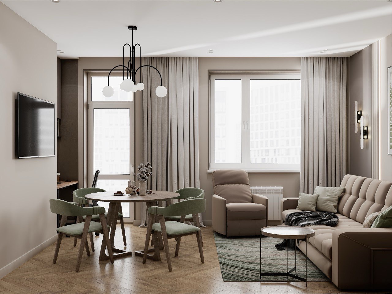 Светлая современная квартира в Москве 96 квадратных метров