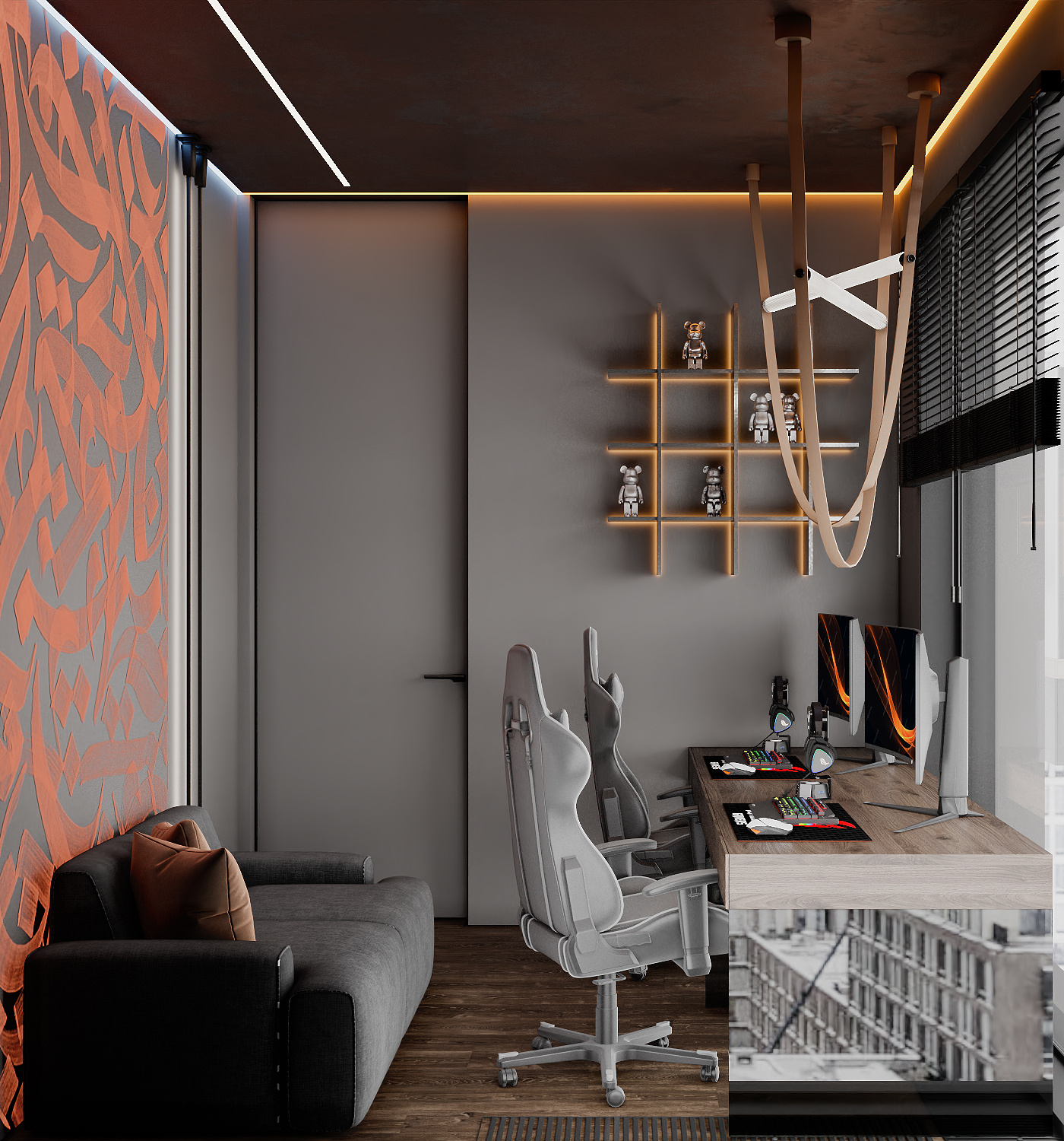 Квартира в Москве 80 кв м в темных тонах