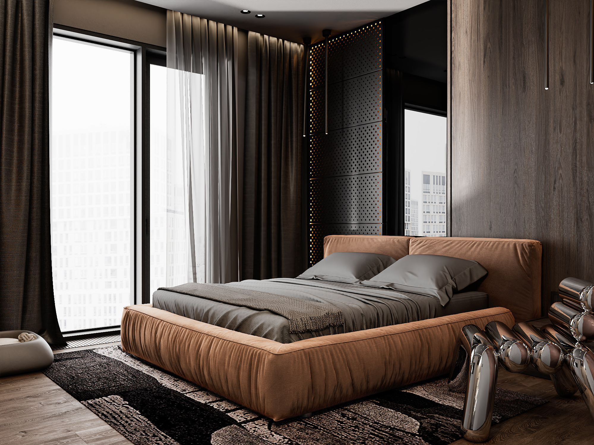 Квартира в Москве 80 кв м в темных тонах