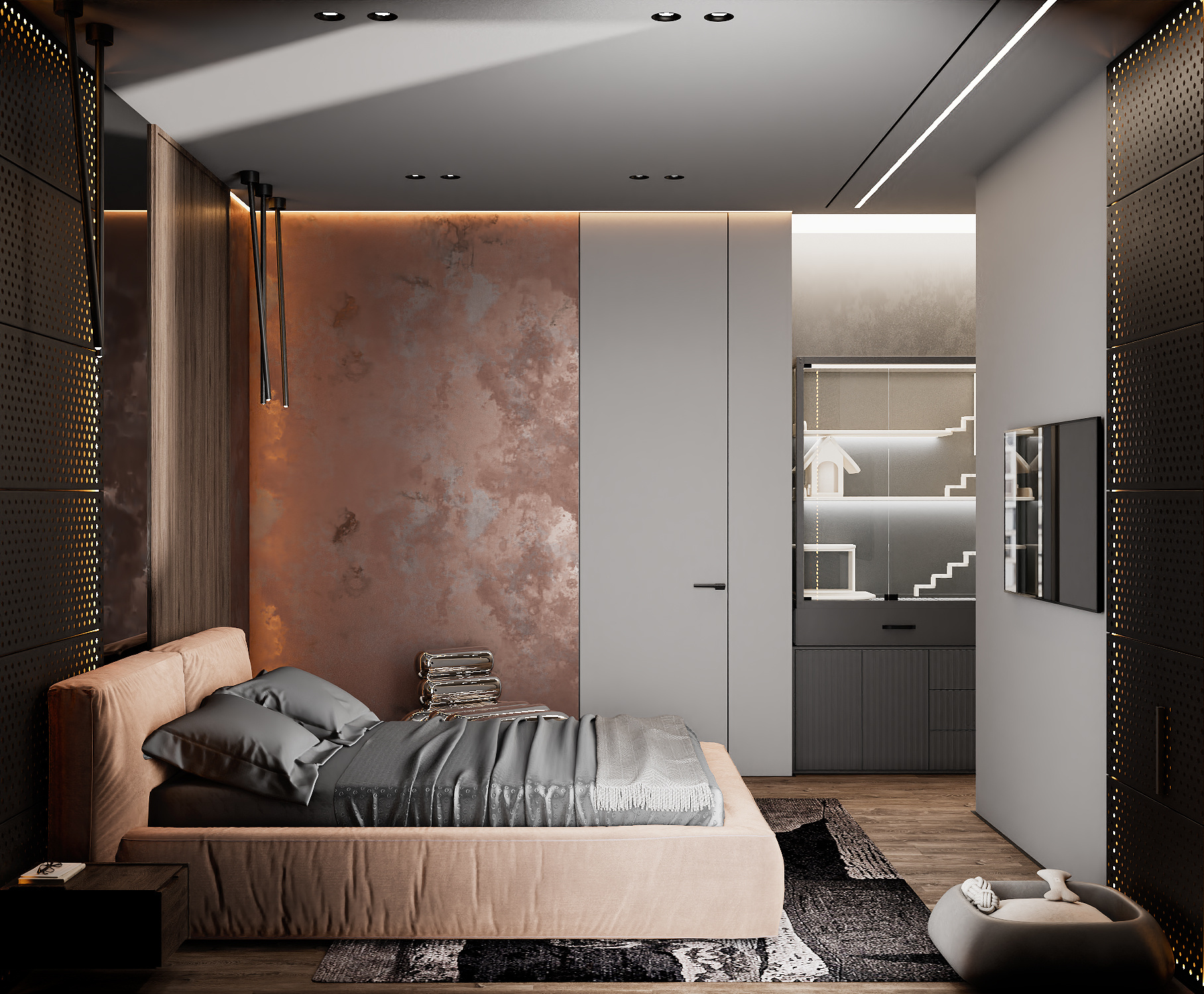 Квартира в Москве 80 кв м в темных тонах