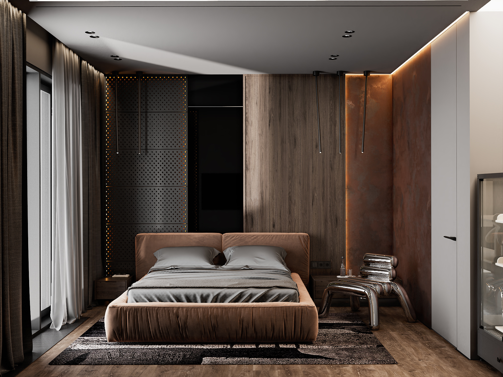 Квартира в Москве 80 кв м в темных тонах