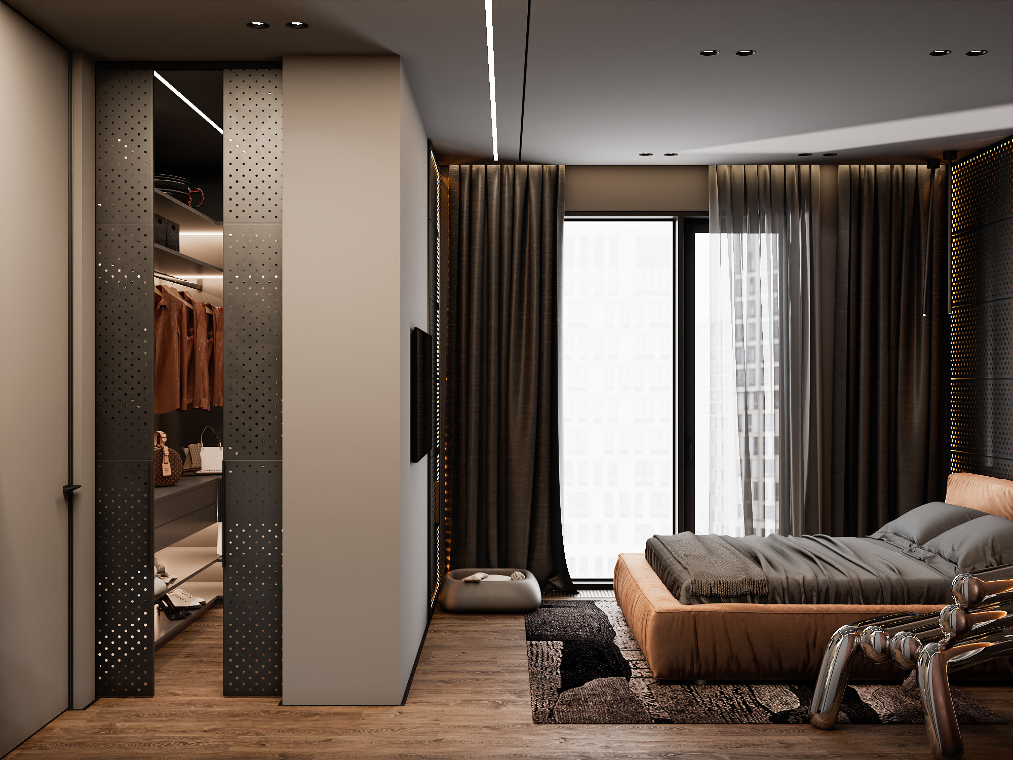 Квартира в Москве 80 кв м в темных тонах