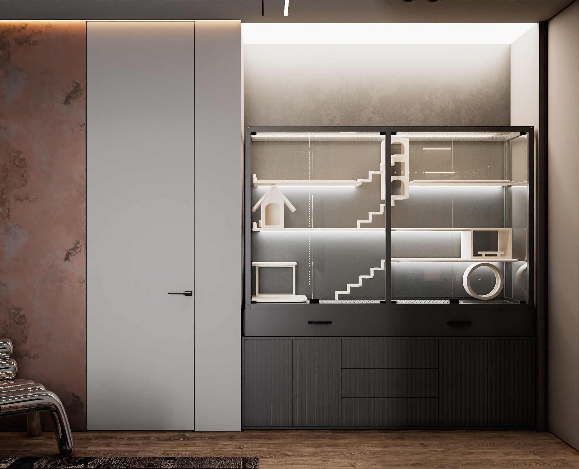 Квартира в Москве 80 кв м в темных тонах