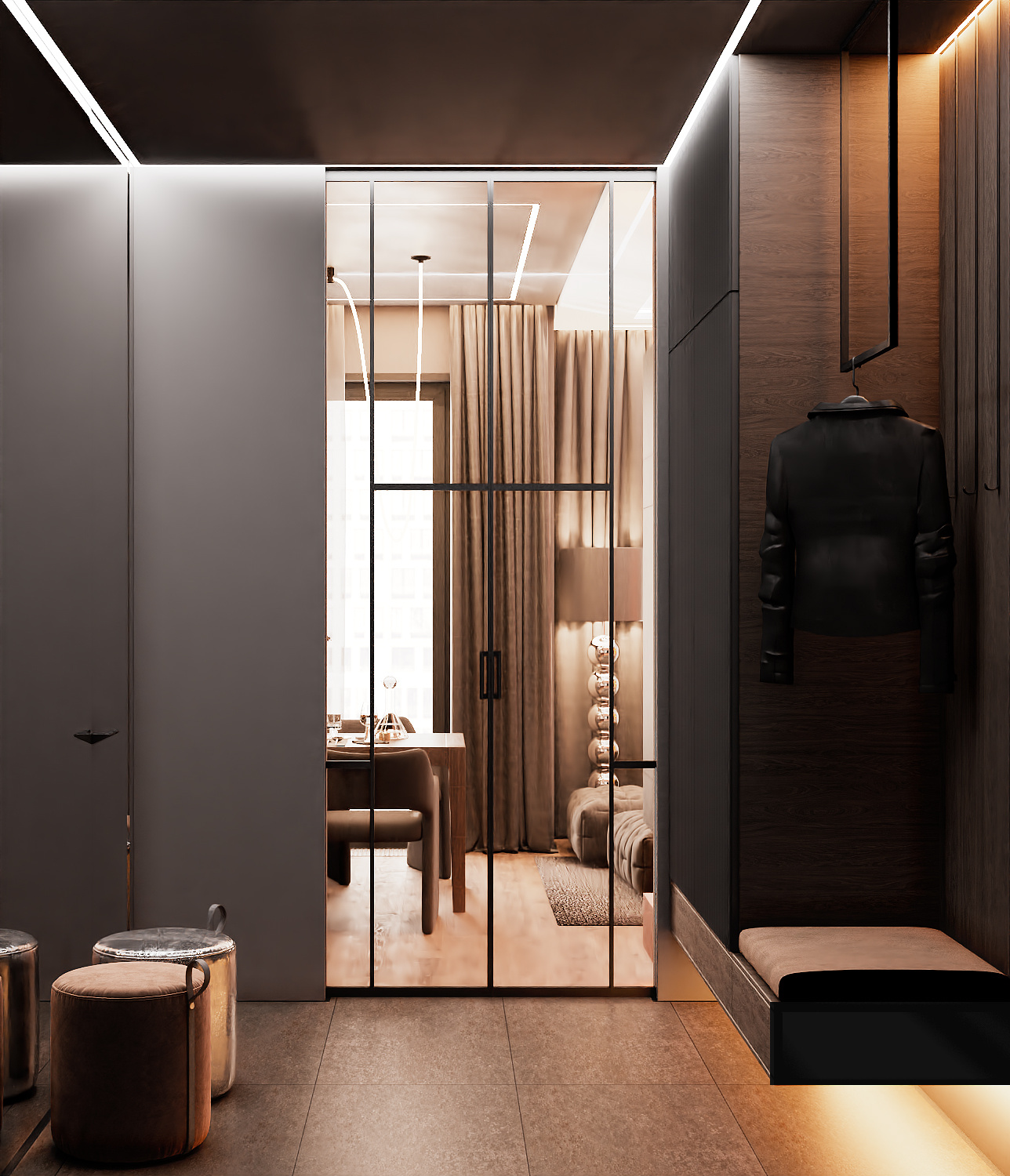 Квартира в Москве 80 кв м в темных тонах