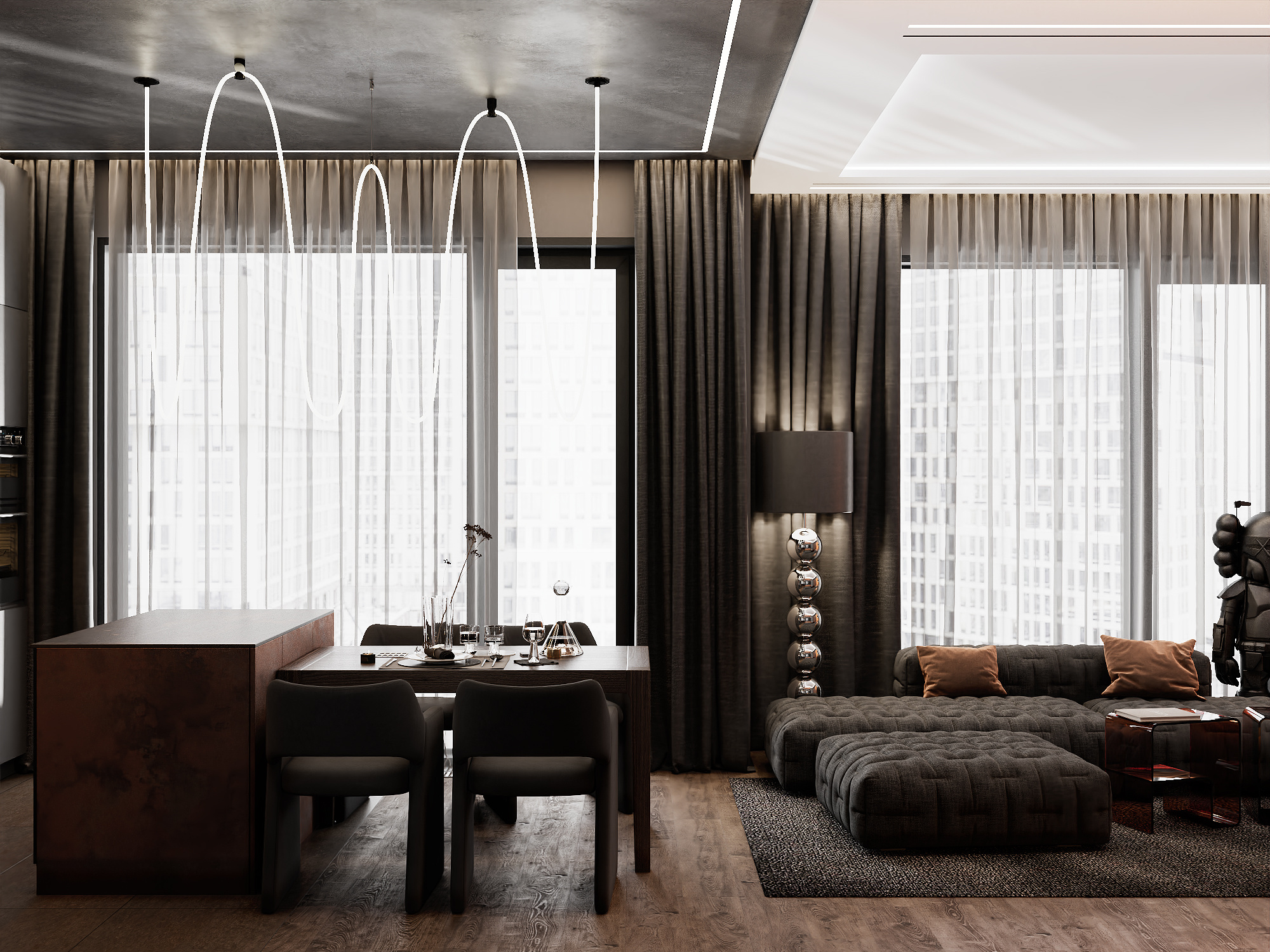 Квартира в Москве 80 кв м в темных тонах