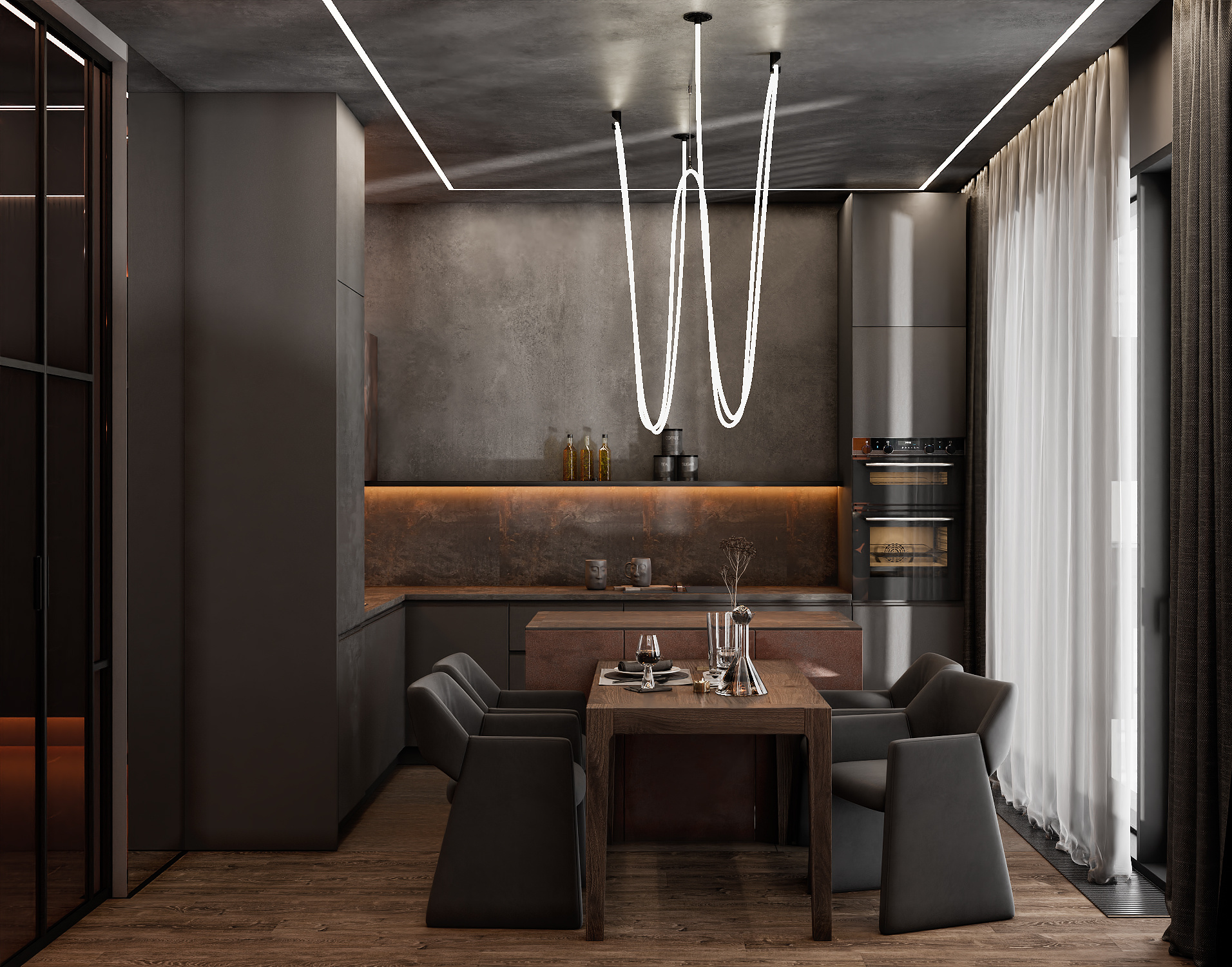 Квартира в Москве 80 кв м в темных тонах