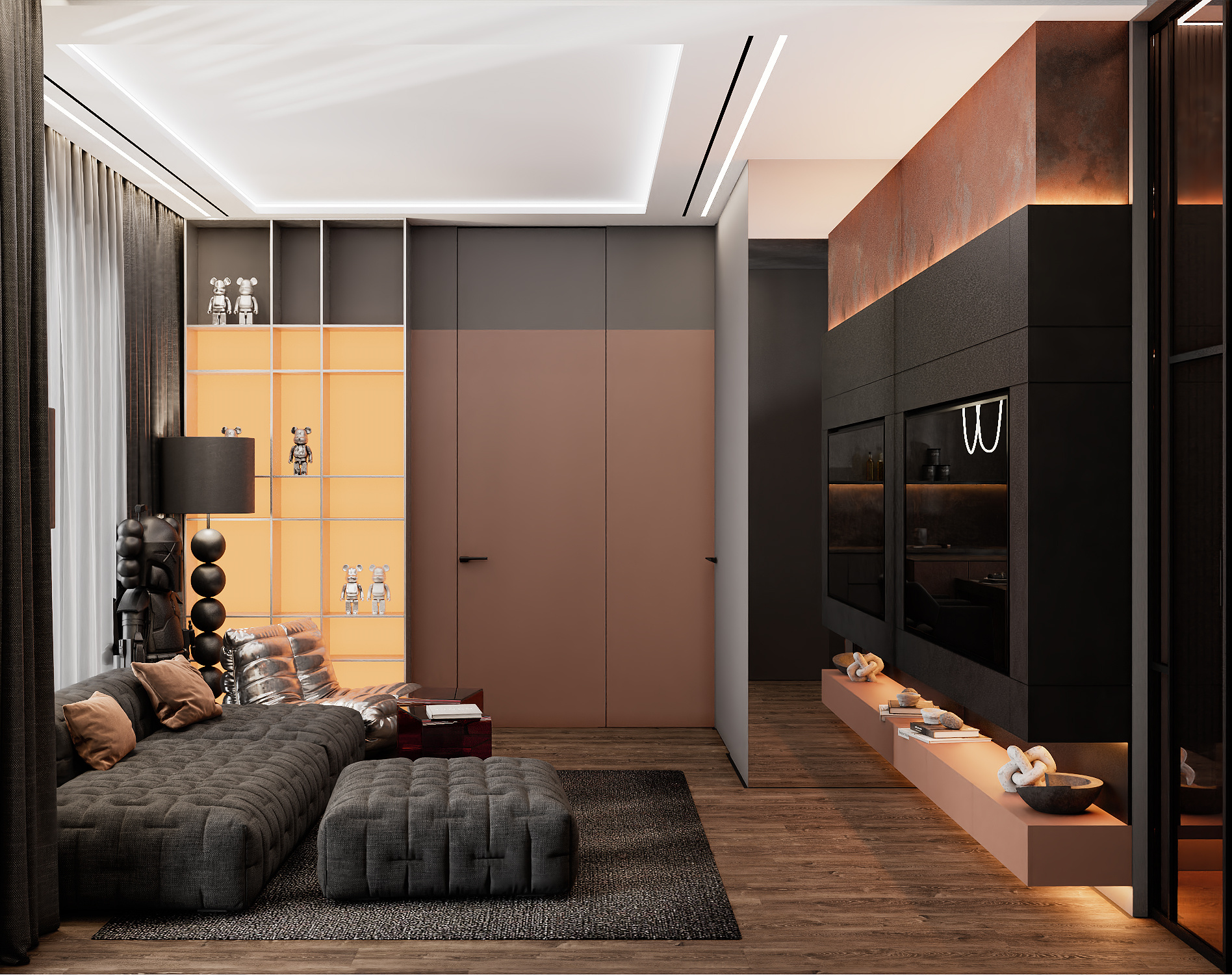 Квартира в Москве 80 кв м в темных тонах